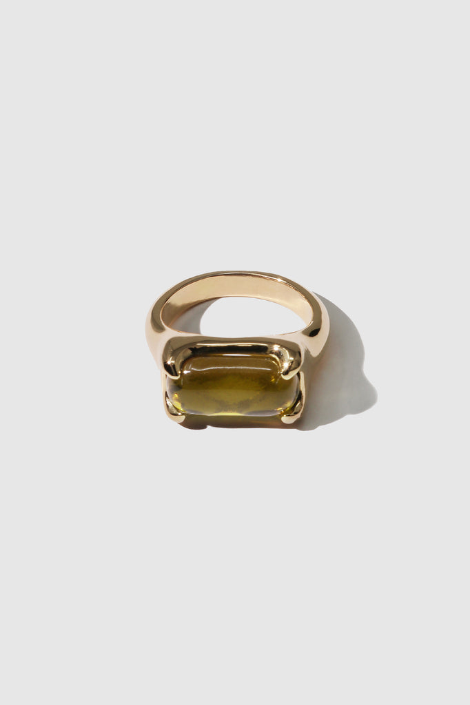CLED - Prism Ring - 24K Gold Plated Brass - Light Olive