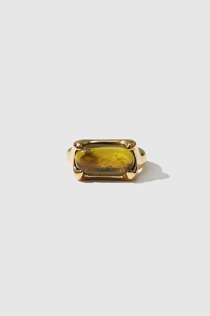 CLED - Prism Ring - 24K Gold Plated Brass - Light Olive
