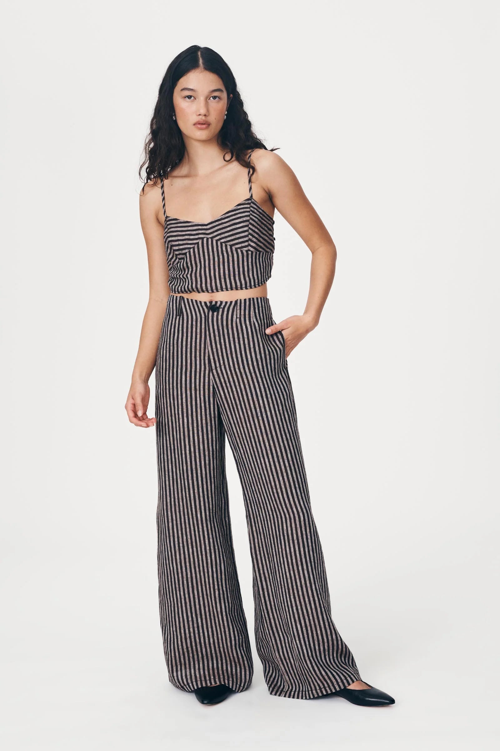 ROWIE - Loam Bustier Crop - Brown Stripe