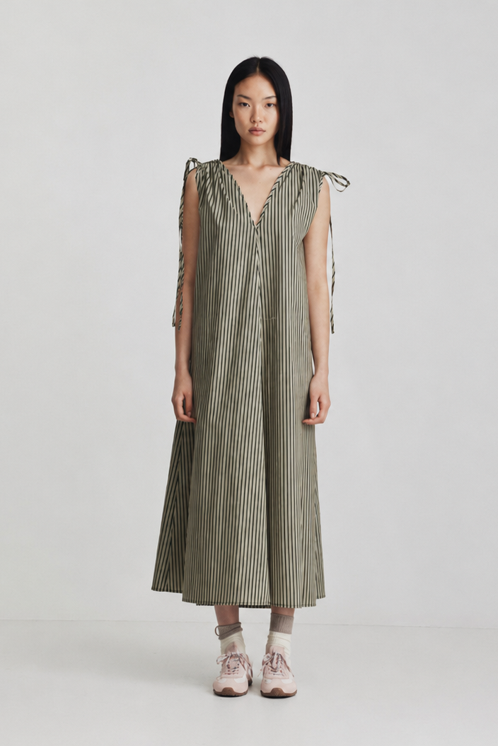 Ricochet - Armadi Dress - Khaki + Butter Stripe