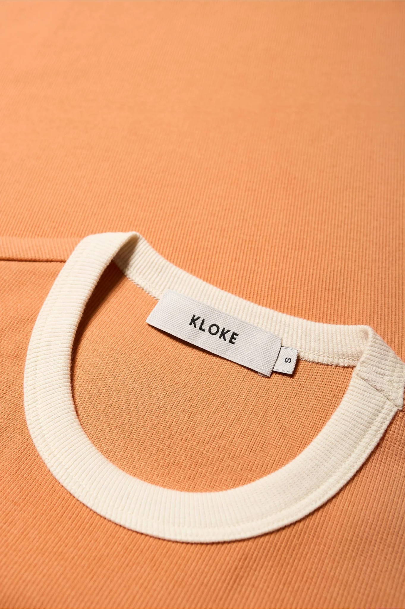 Kloke - Veil Rib Tee - Pastel Orange w Ecru Bind