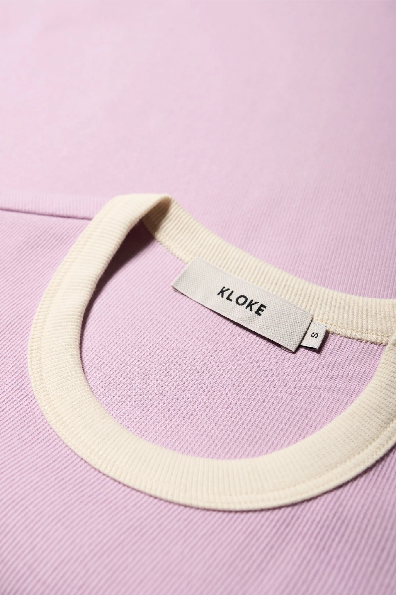 Kloke - Veil Rib Tee - Lilac w Ecru Bind