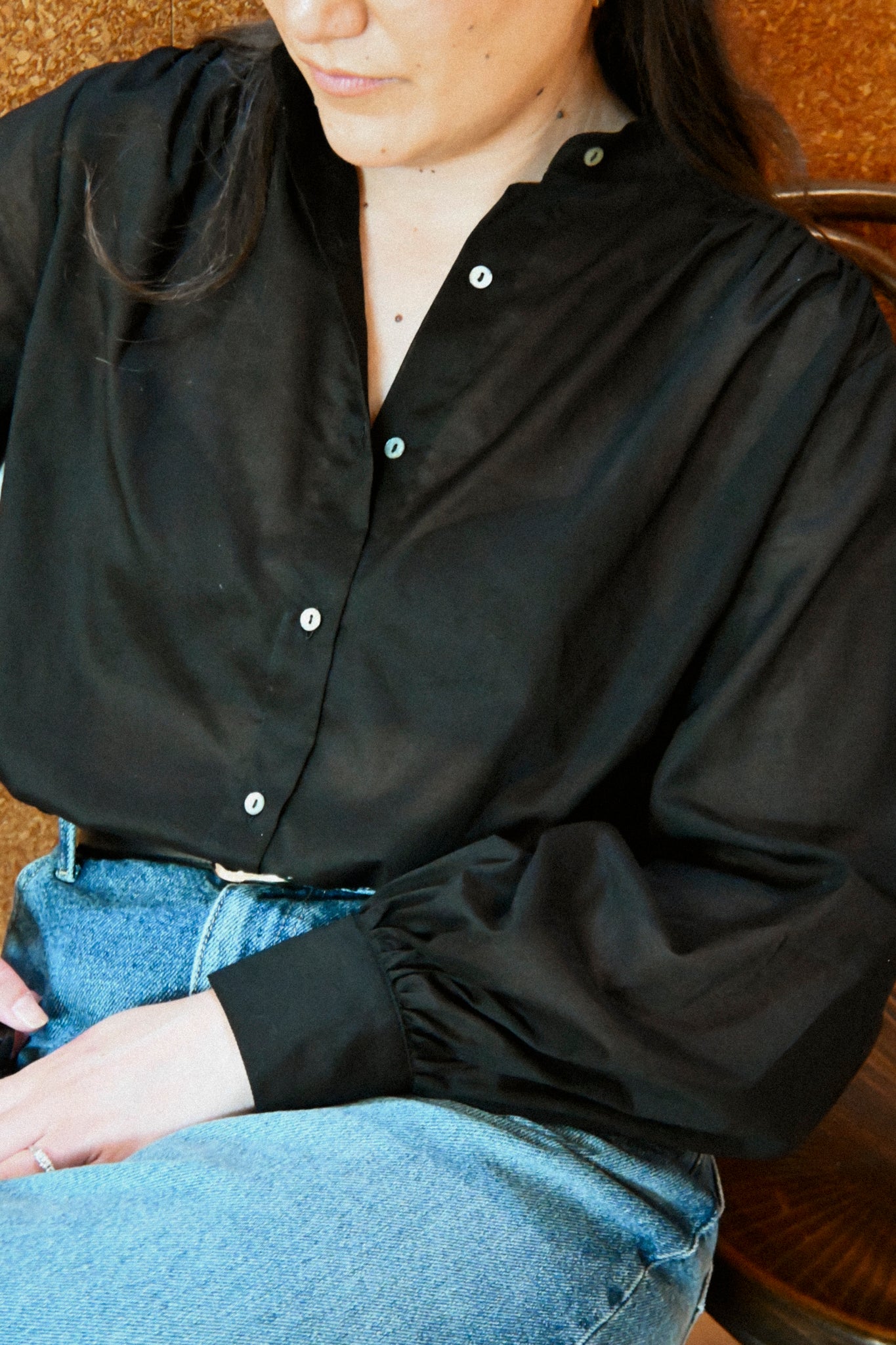 ANNIE - Poet Blouse - Black Voile