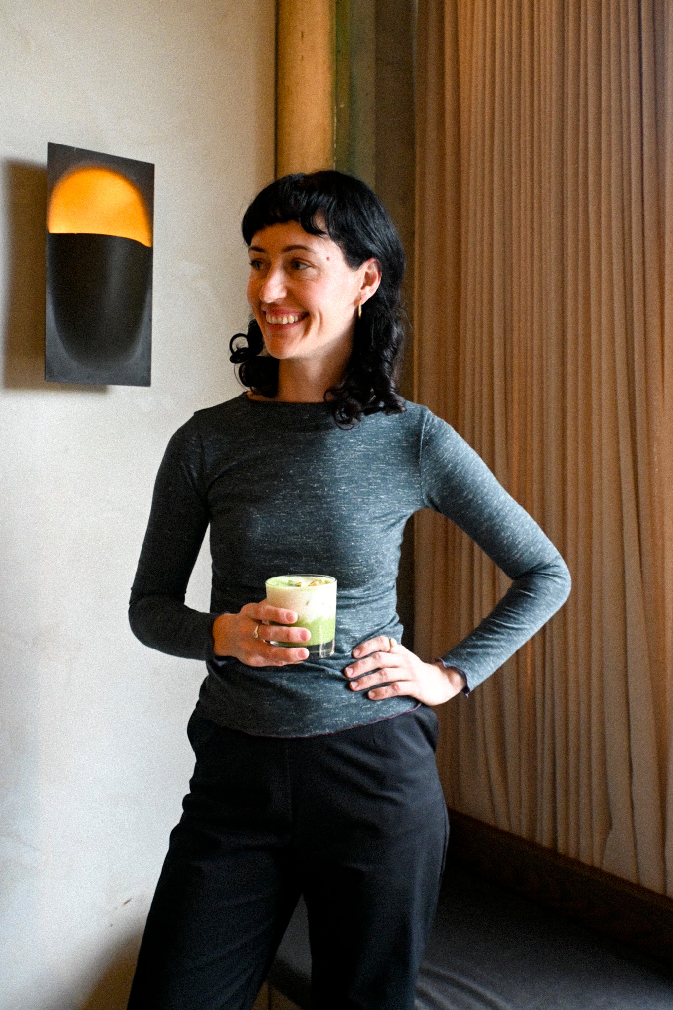 ANNIE - Kate L/S Merino - Seaweed Marle with Contrast Trim