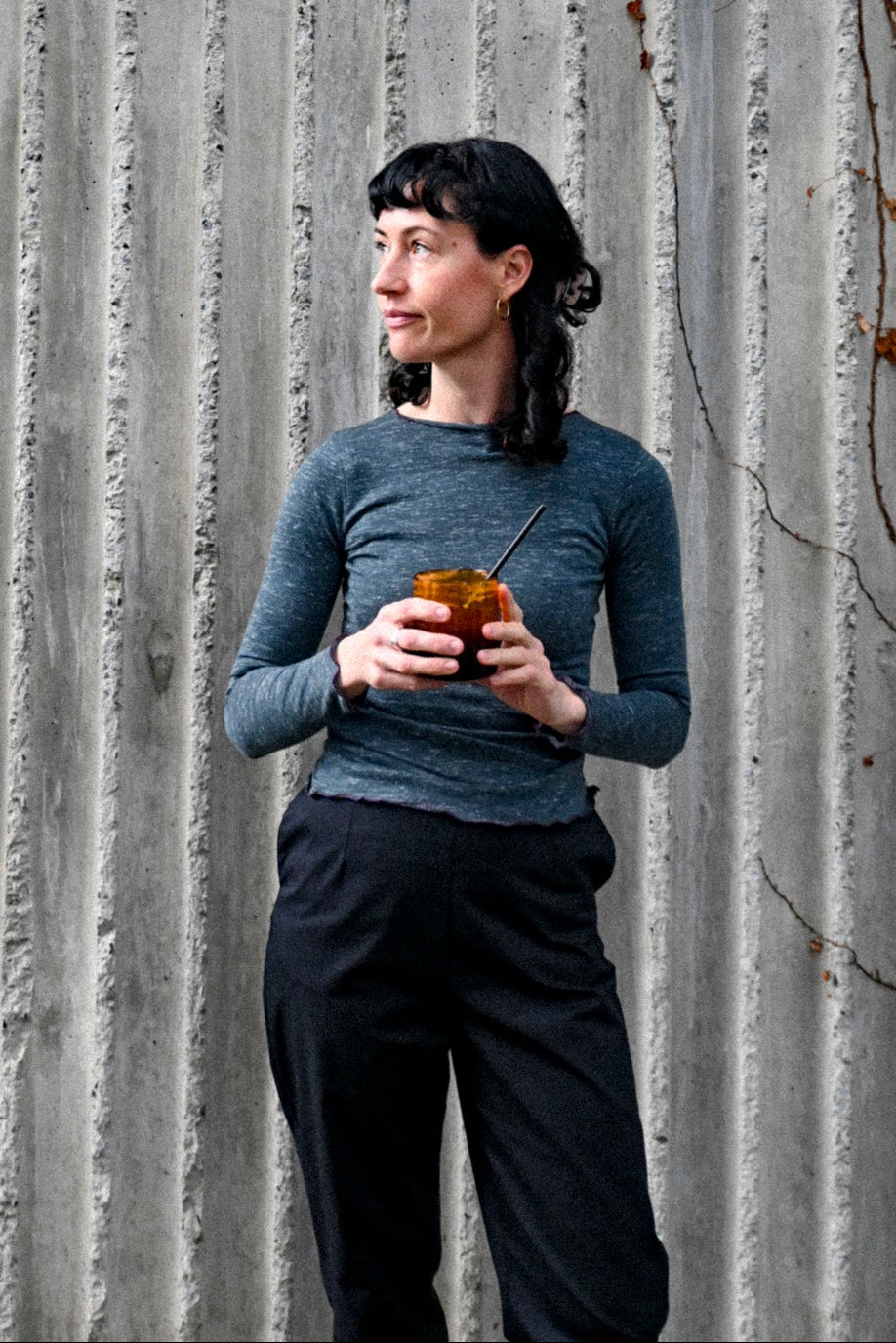 ANNIE - Kate L/S Merino - Seaweed Marle with Contrast Trim