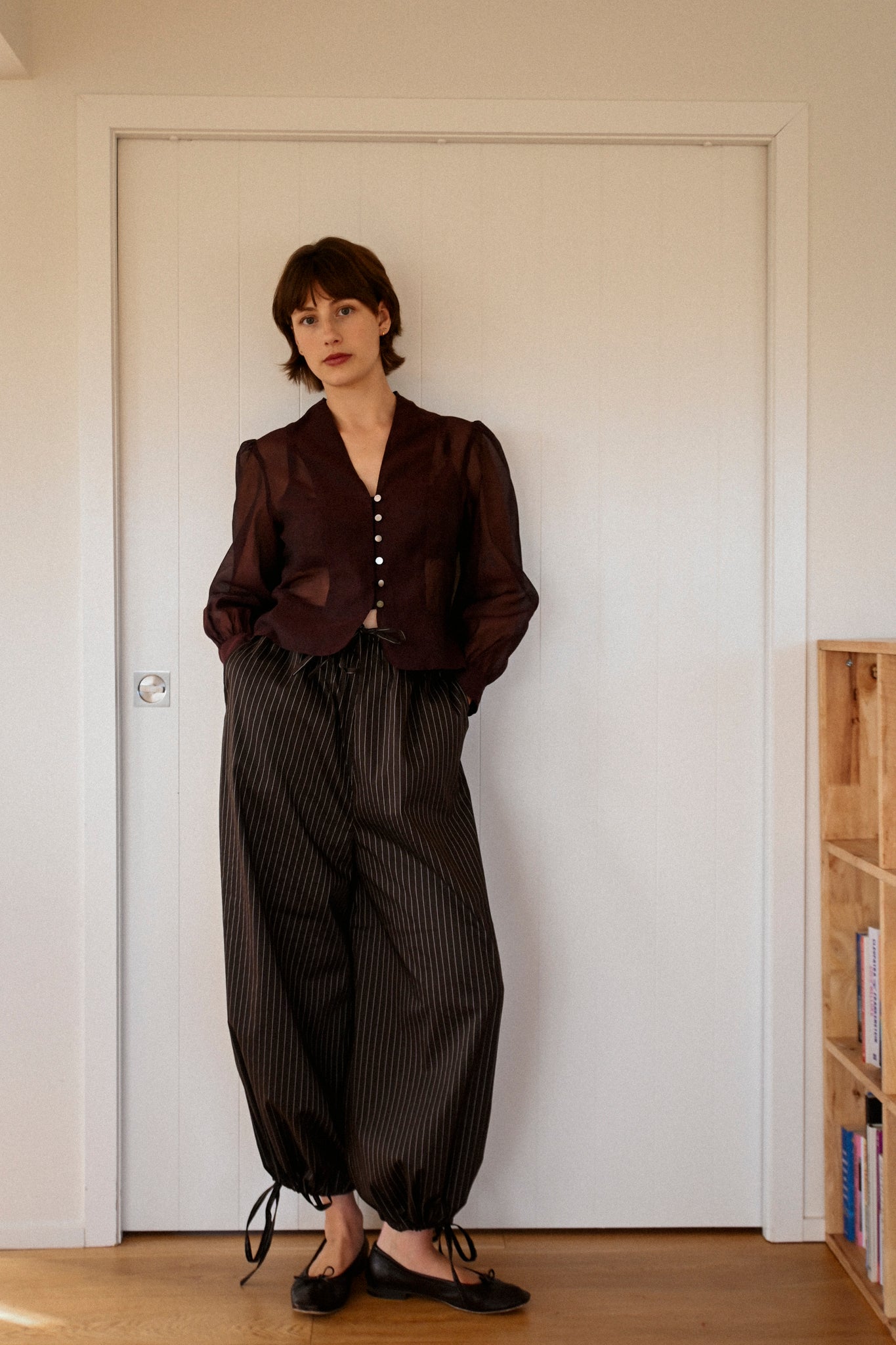 ANNIE - Juliet Blouse - Plum Silk Organza