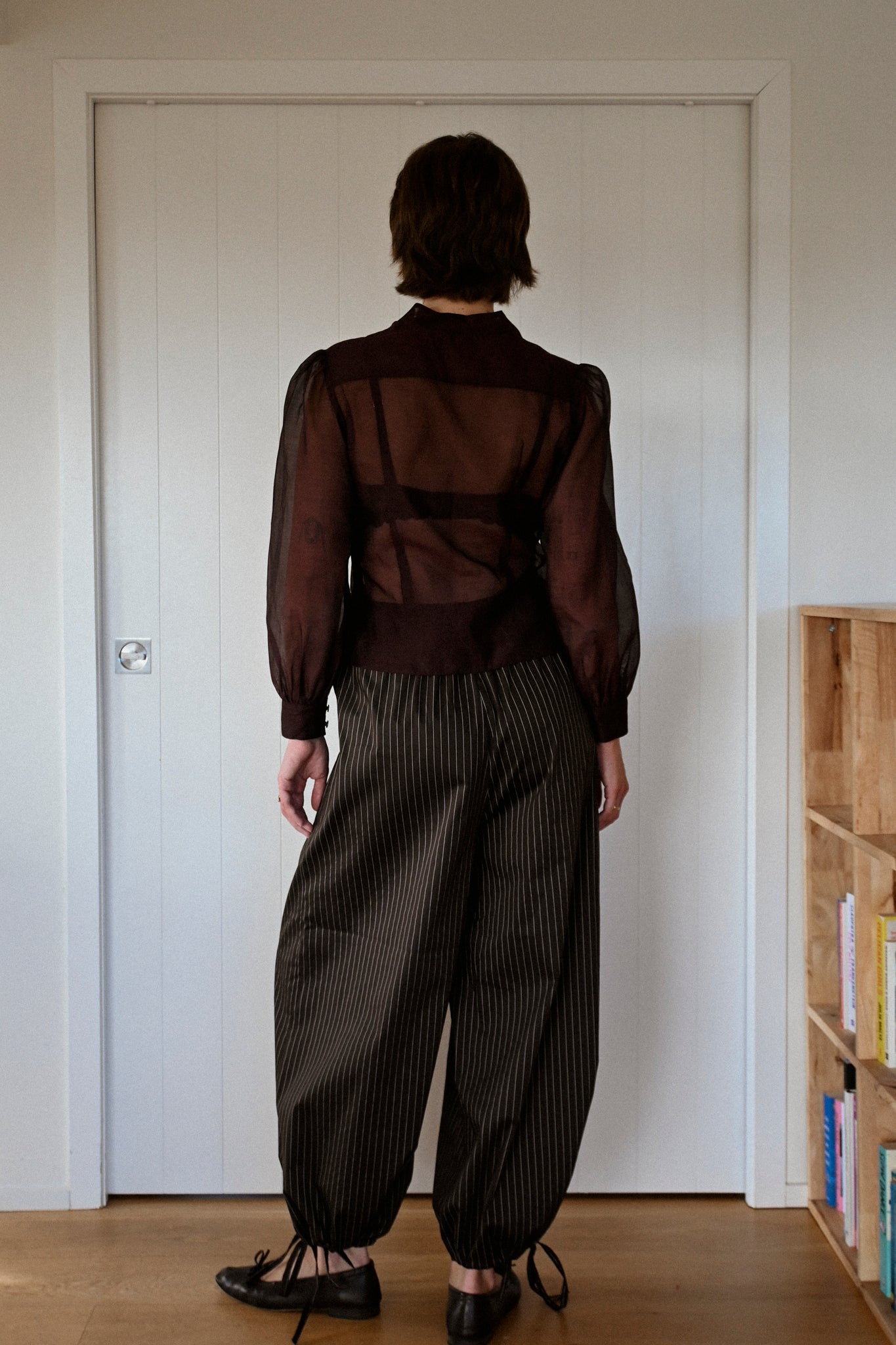 ANNIE - Miller Wide Leg Pant - Chocolate Pinstripe