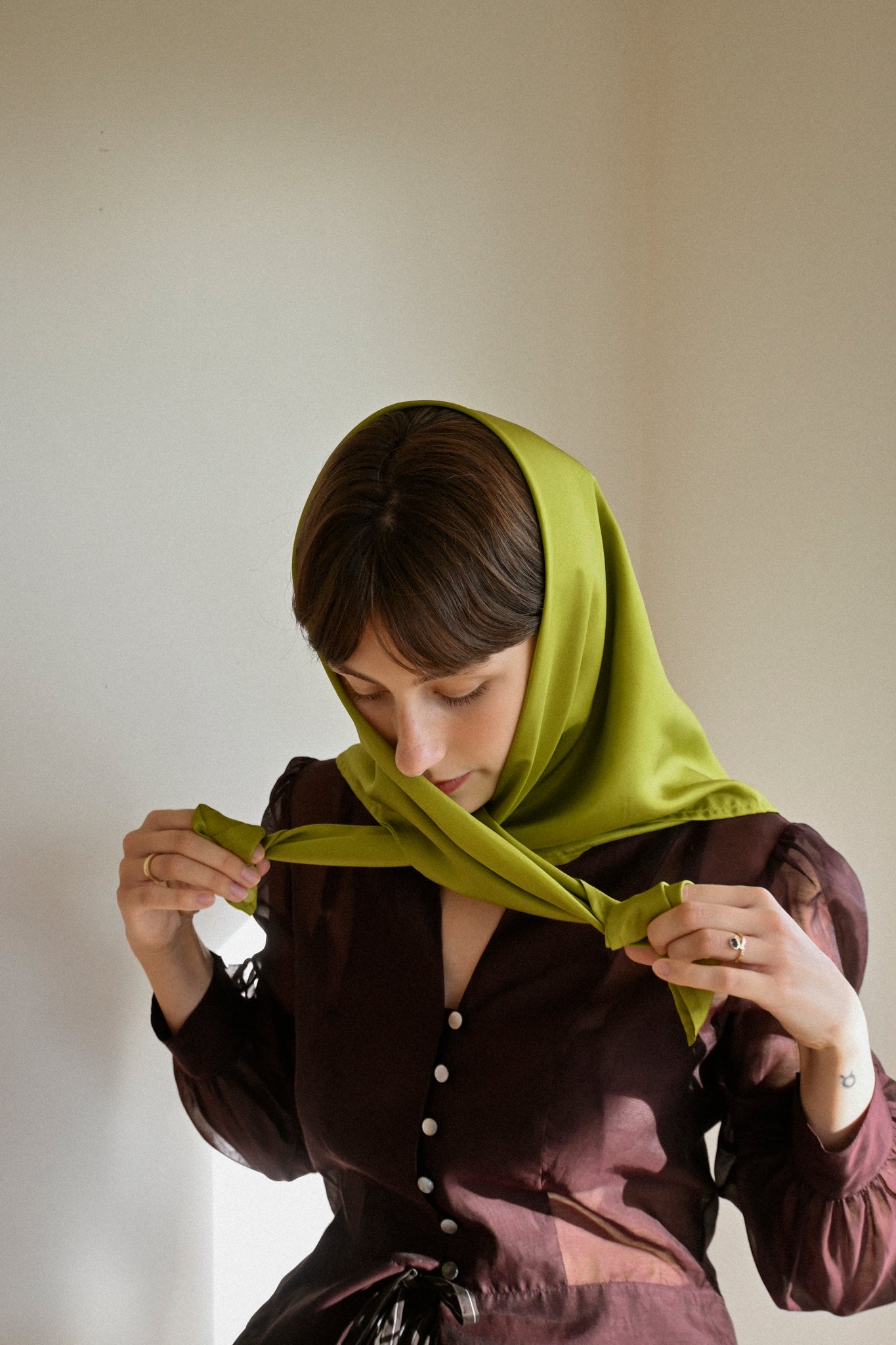 ANNIE - Silk Scarf - Charteuse