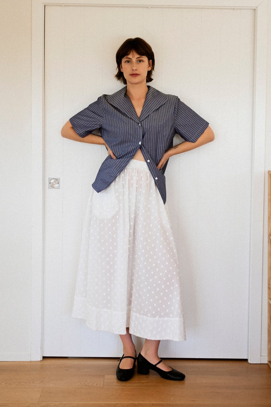 ANNIE - Rue Skirt – Embroidered White Spot