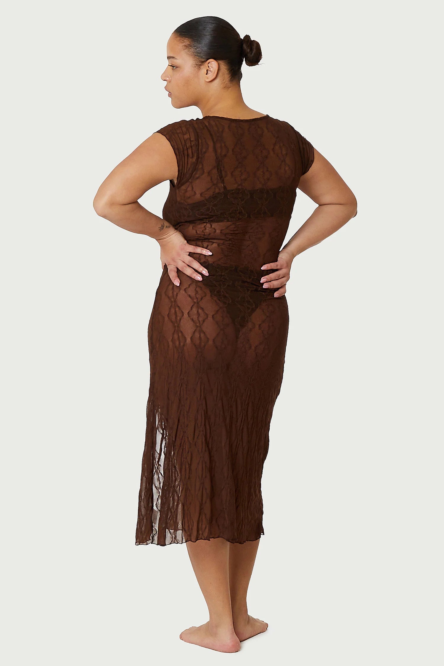 Find Me Now - Mariposa Lace Midi Dress - Brown