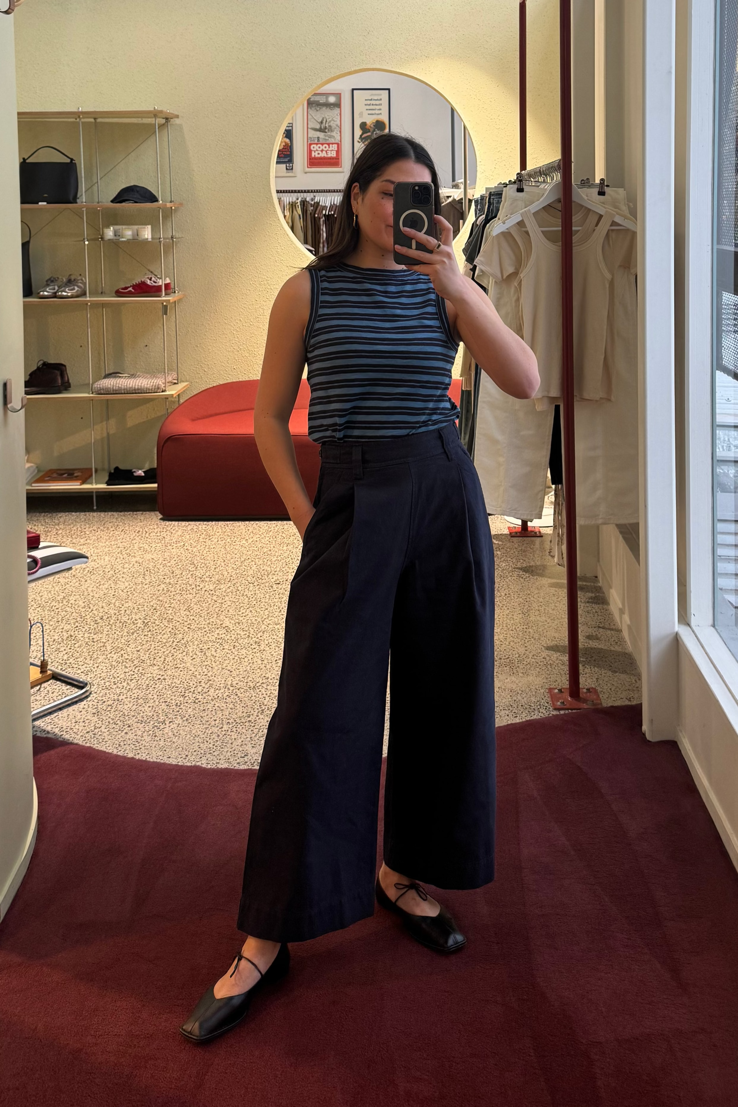 Toast - Cotton Canvas Pleat Front Trousers - Blue Navy
