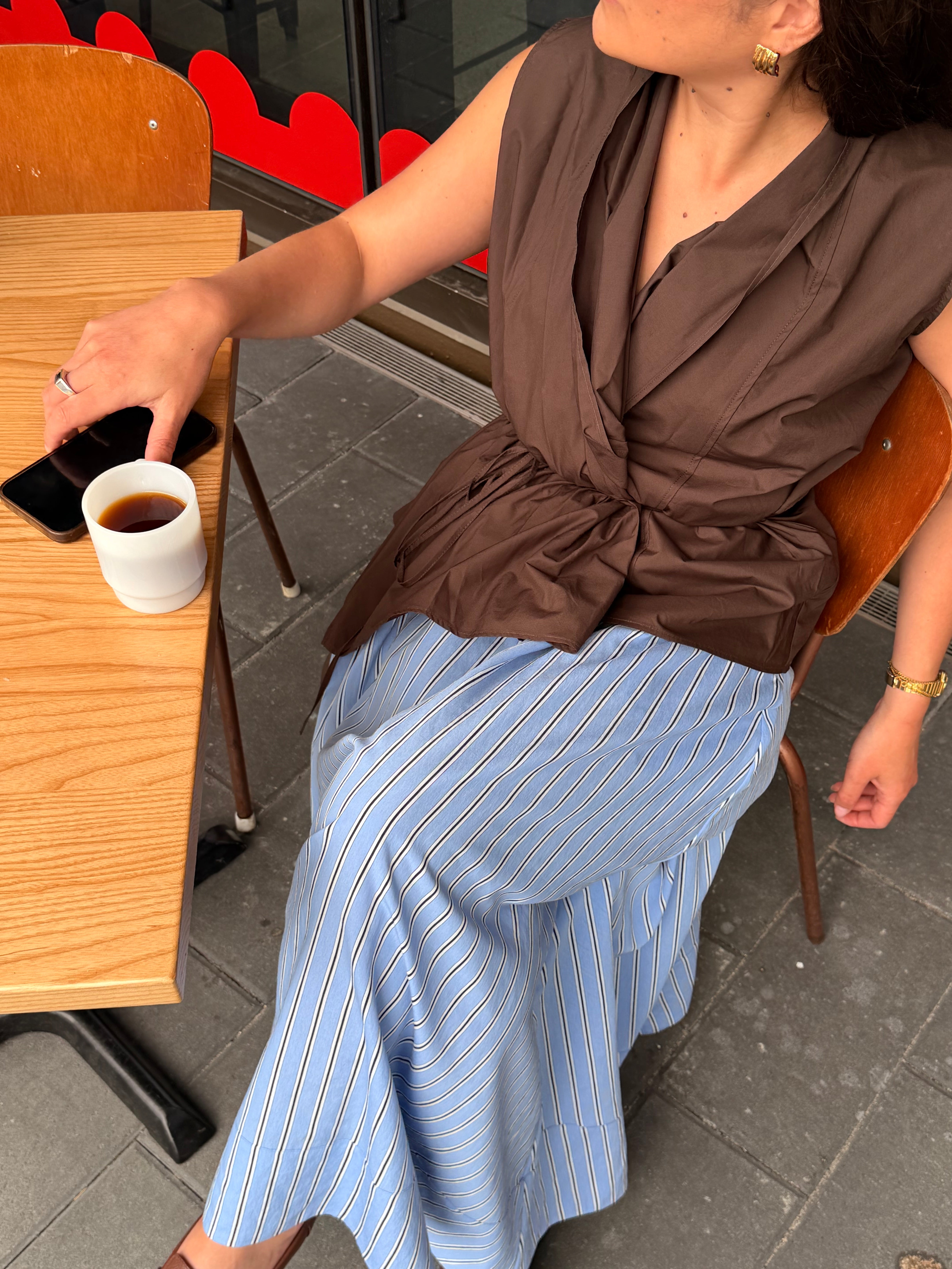 Annie - Rue Skirt - Pale Blue Stripe