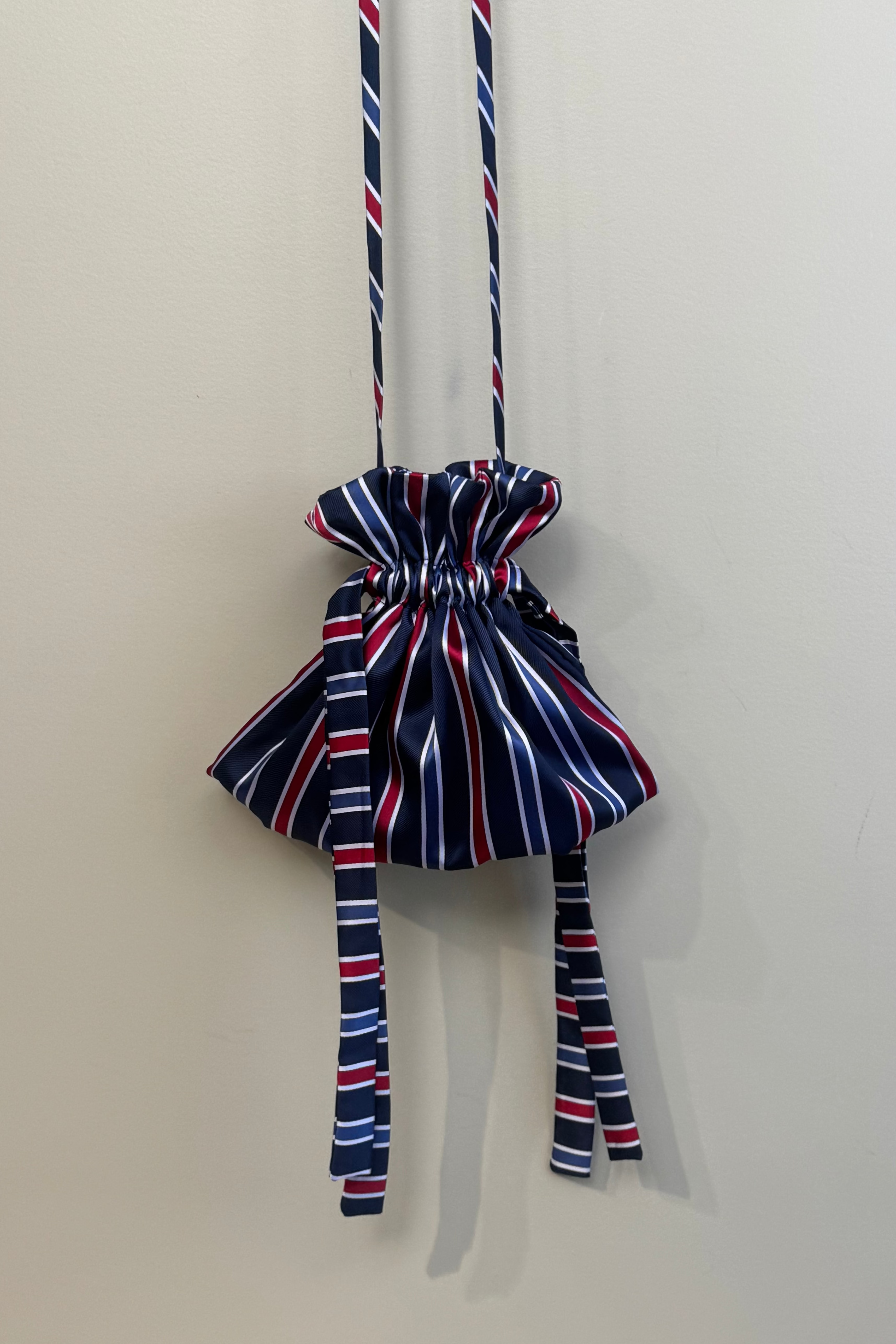 ANNIE - Sweetheart Pouch Bag - Navy Stripe
