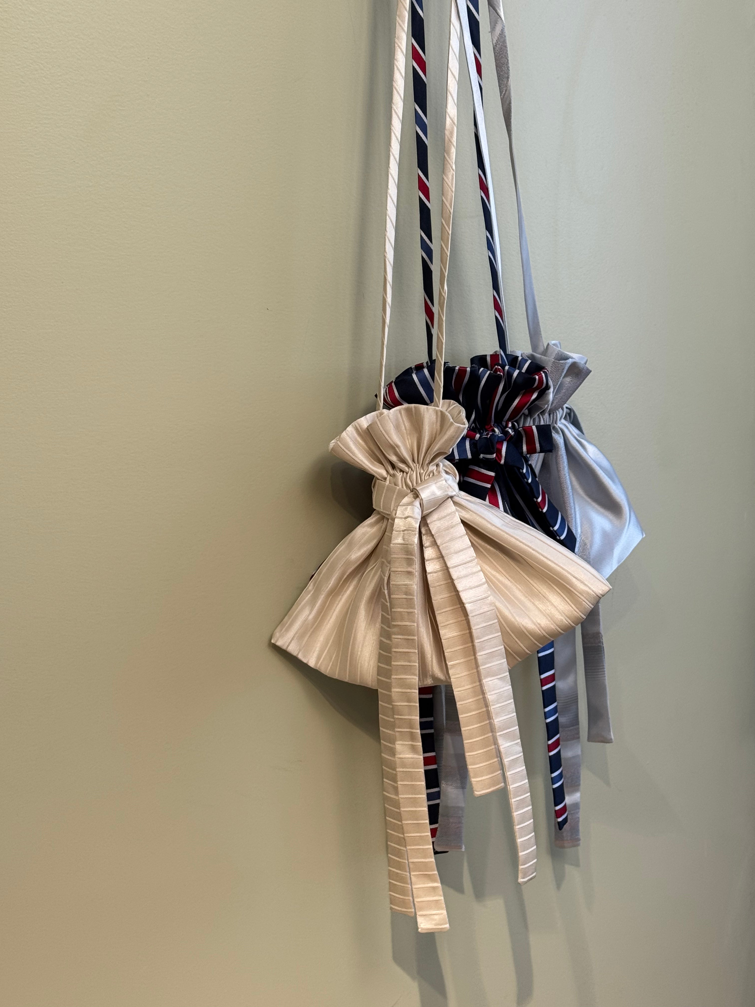ANNIE - Sweetheart Pouch Bag - Navy Stripe