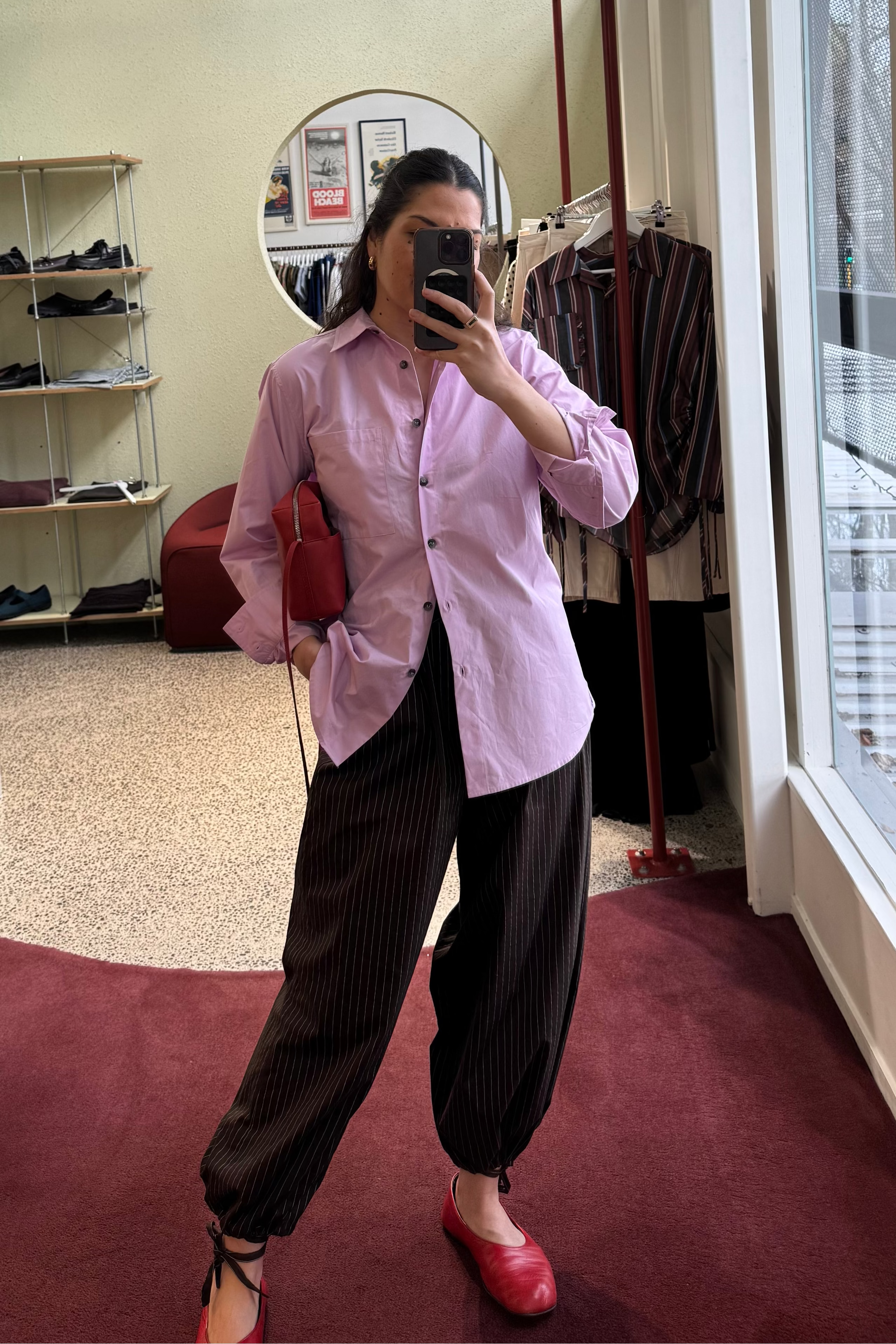 ANNIE - Miller Wide Leg Pant - Chocolate Pinstripe