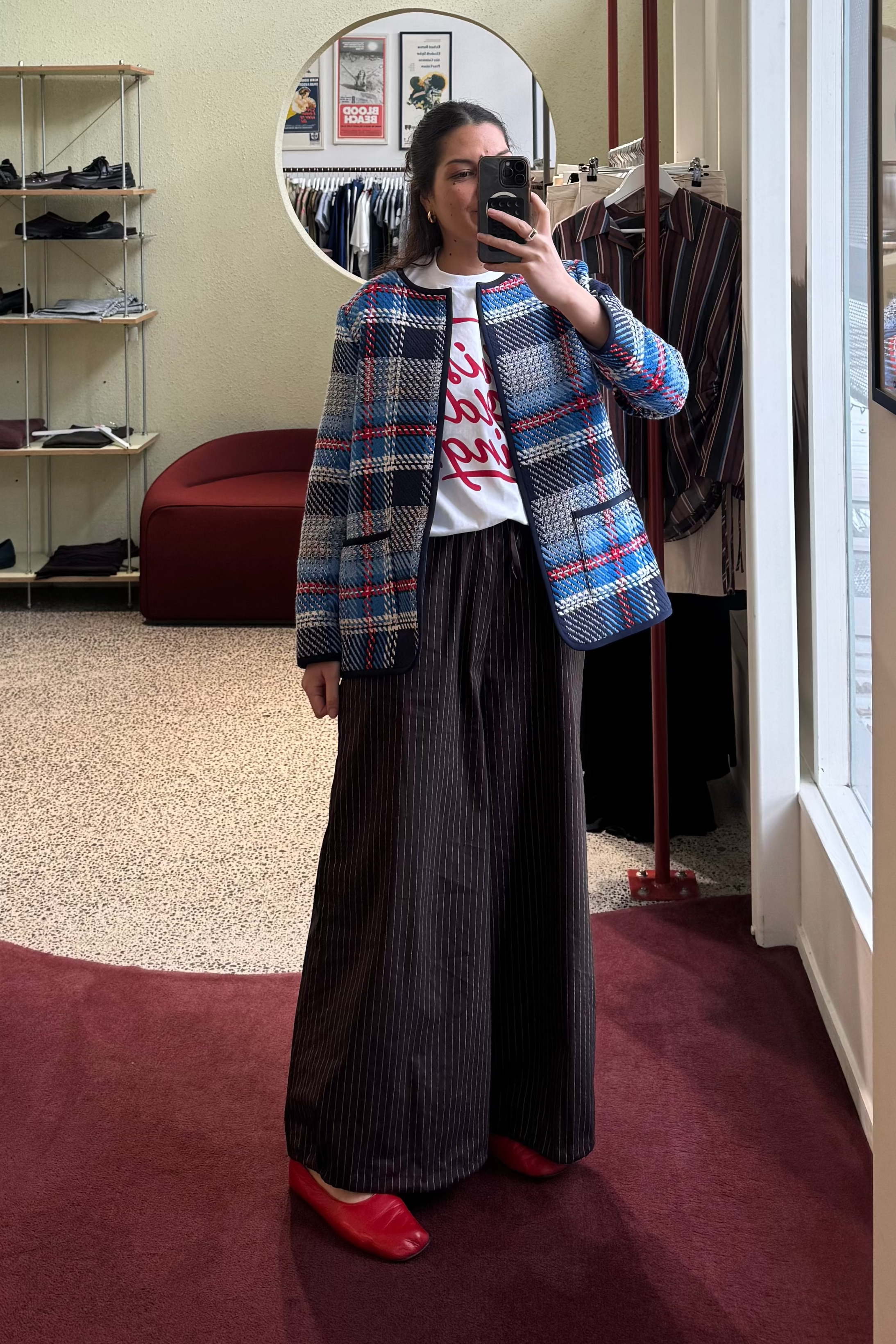 ANNIE - Miller Wide Leg Pant - Chocolate Pinstripe