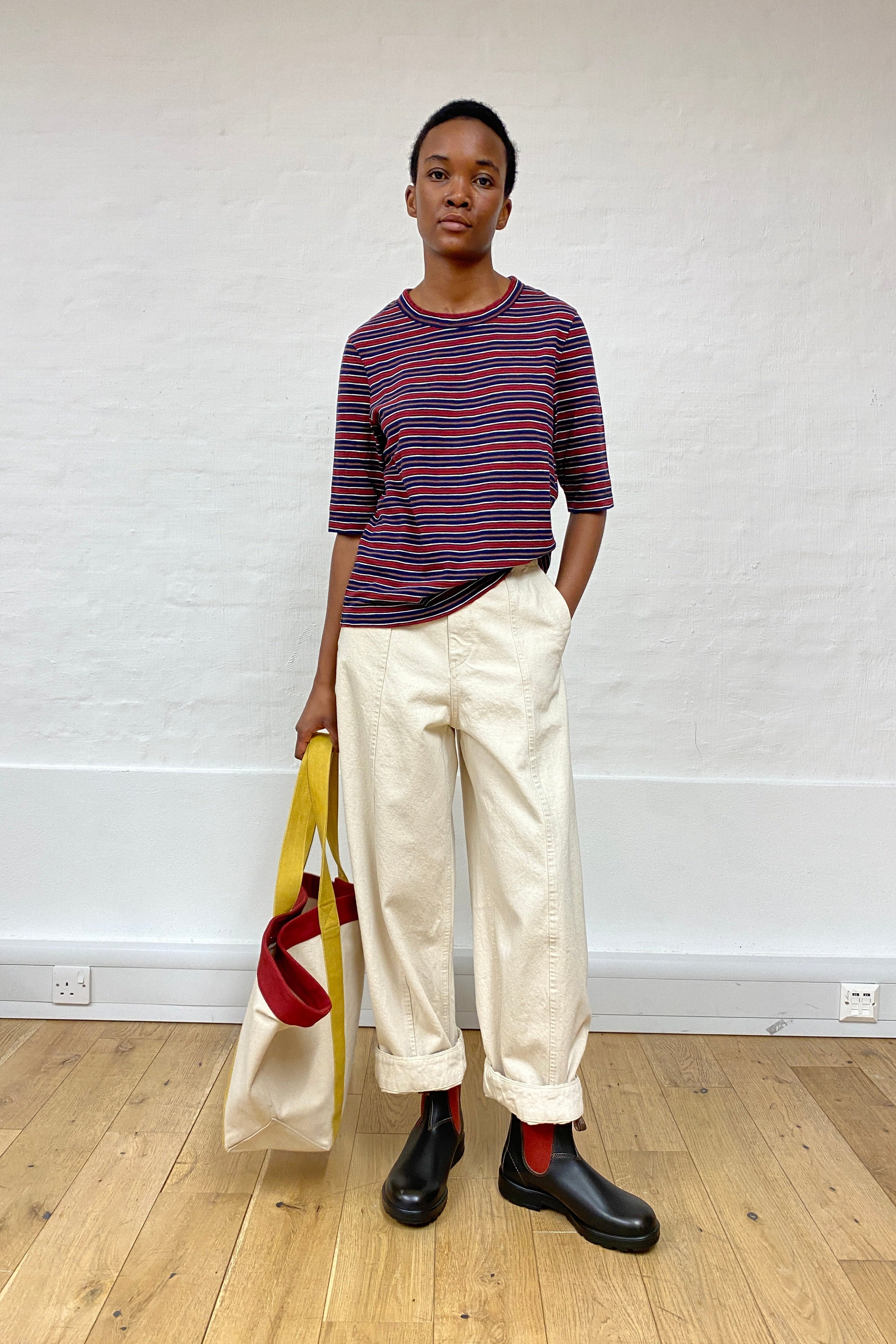 Toast - Cleo Stripe Cotton Tee - Blue/Multi