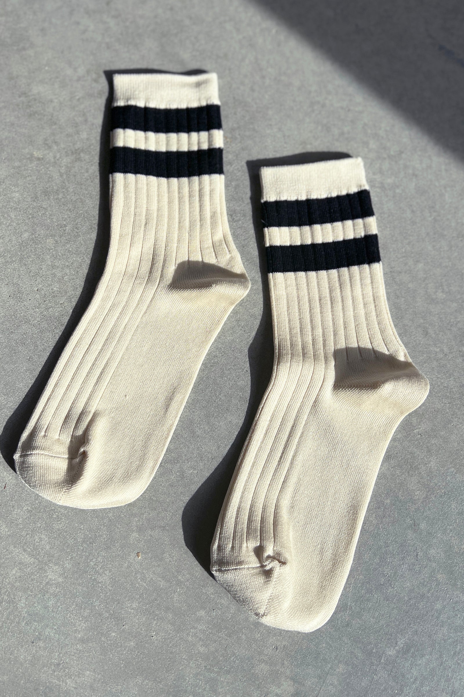 Le Bon Shoppe - Her Varsity Socks - Cream Black