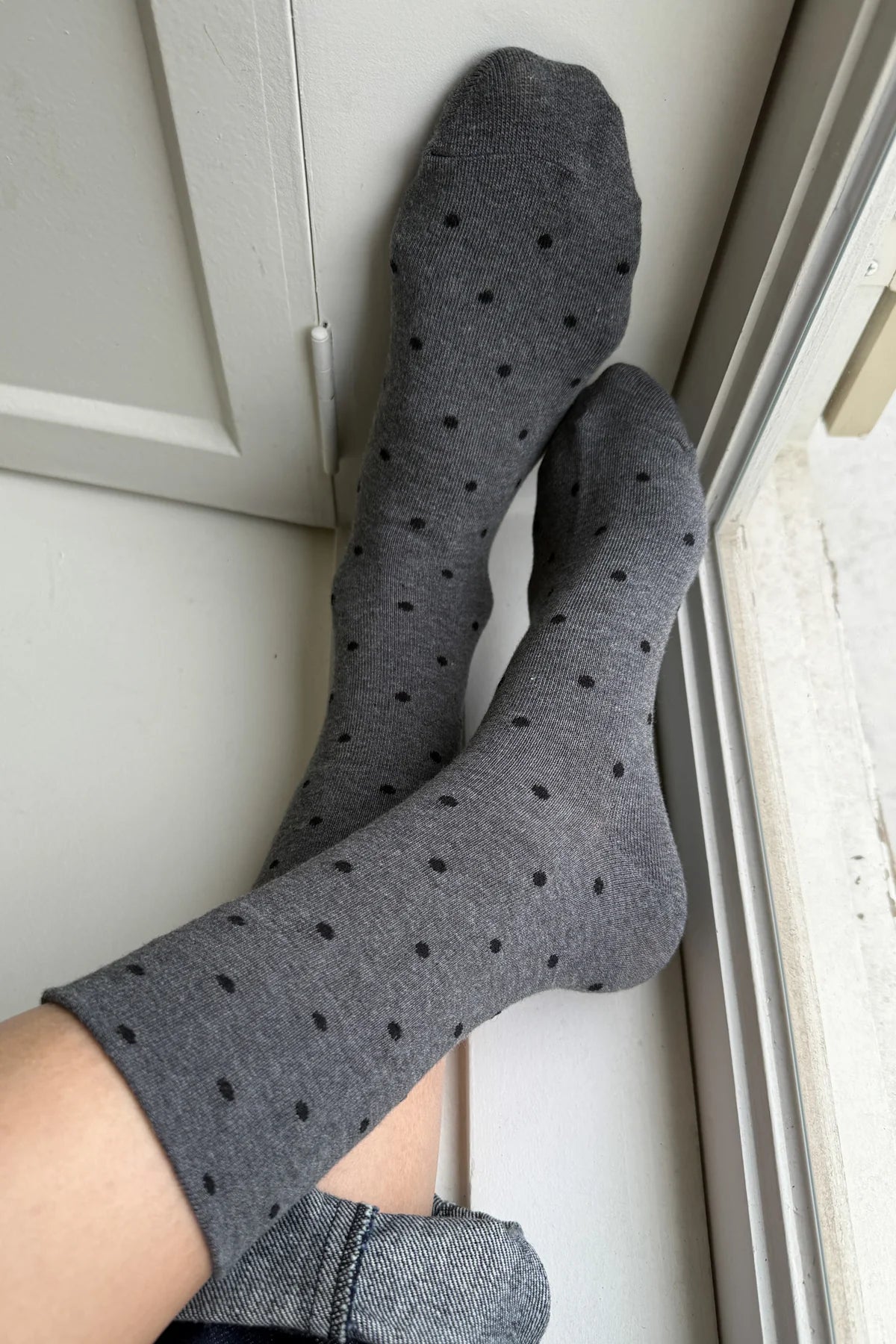 Le Bon Shoppe - Sneaker Socks - Charcoal Polka Dot