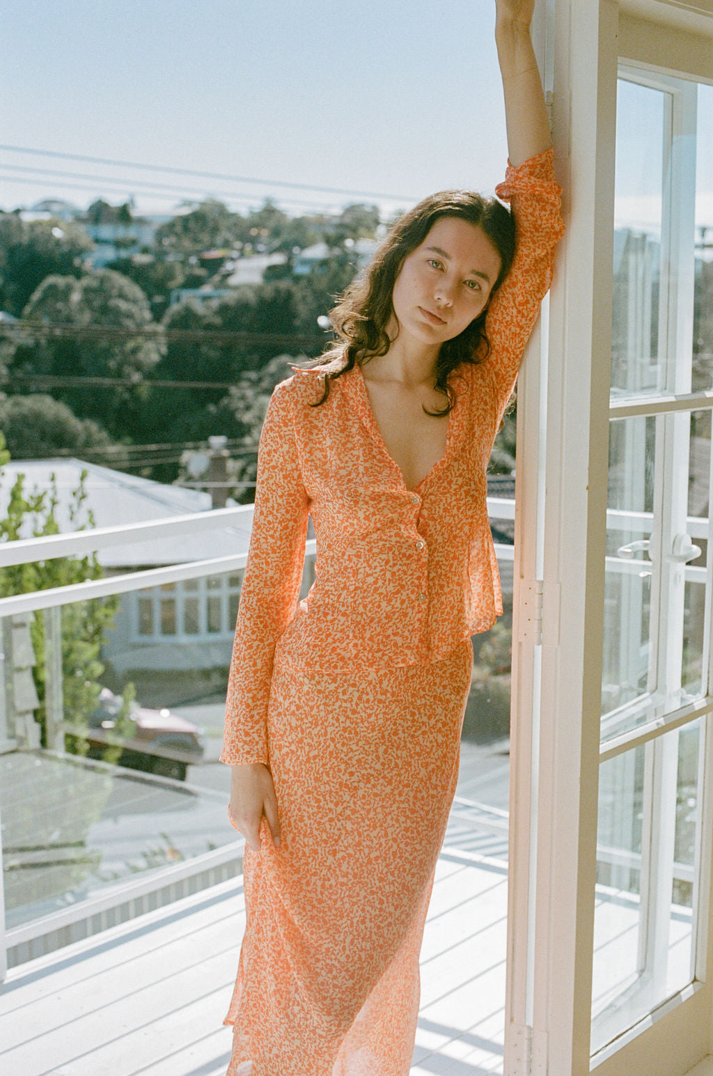Dominique Healy - Wray Skirt - Orange Floral Silk