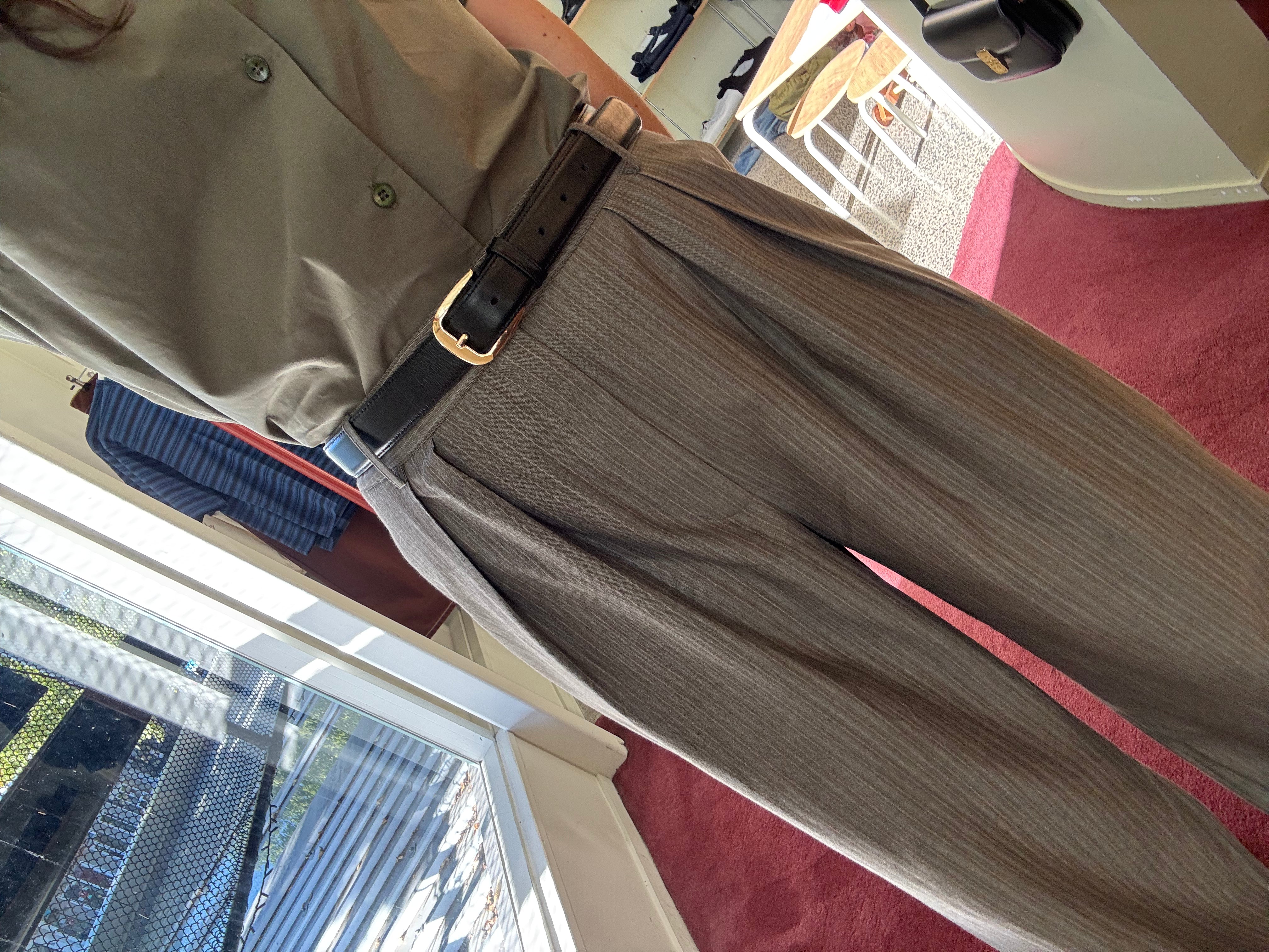 Annie - Soft Tailored Trouser - Stone Stripe