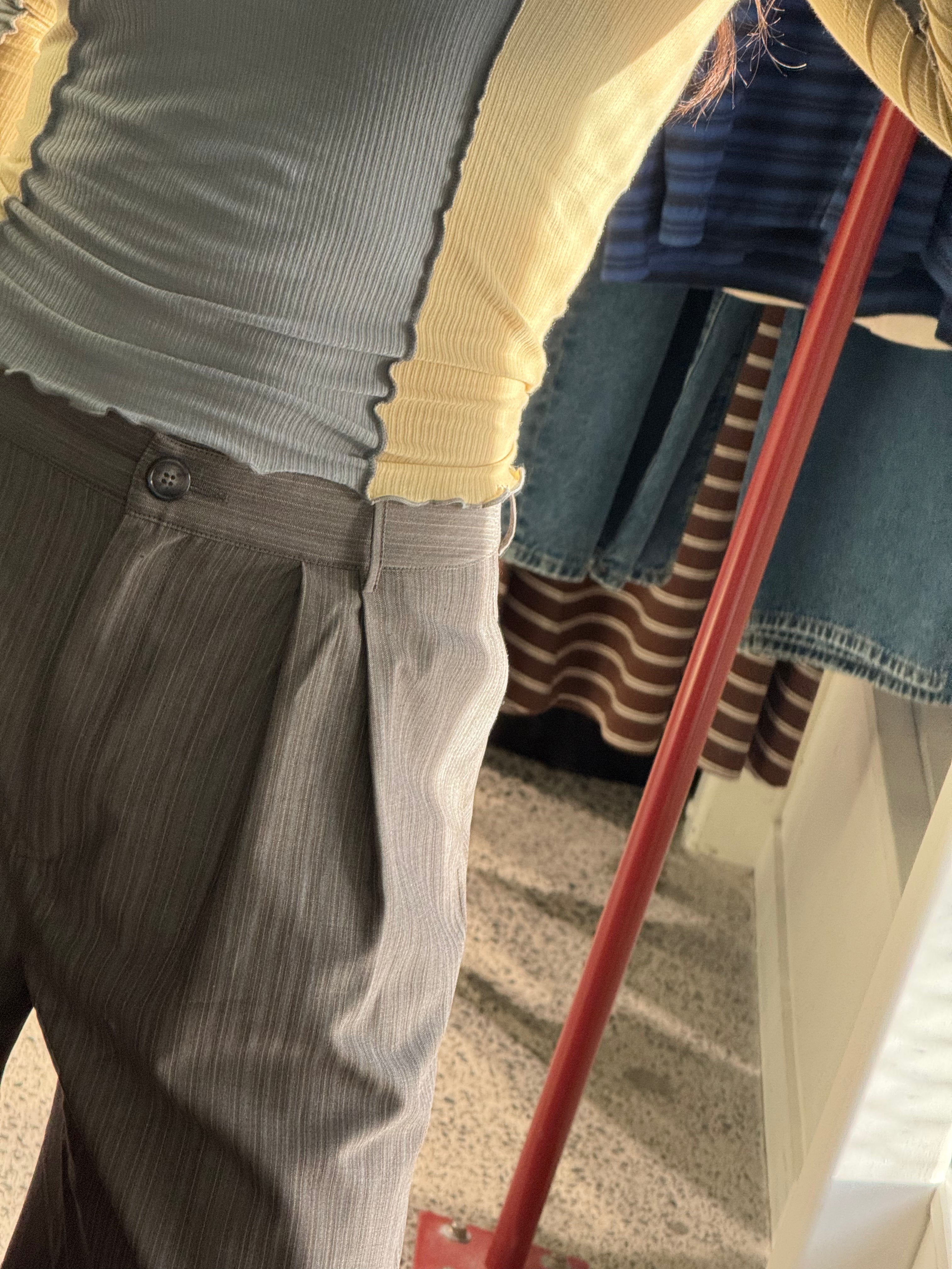 Annie - Soft Tailored Trouser - Stone Stripe