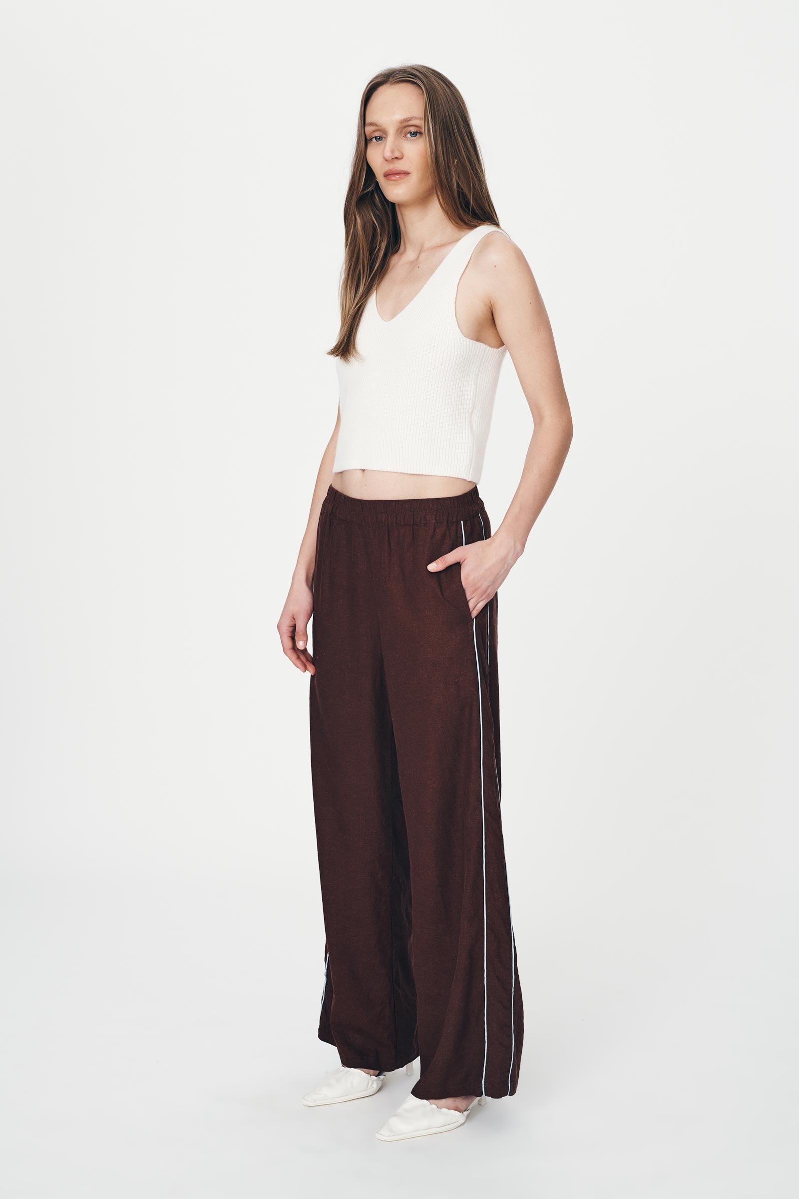 ROWIE - Kaia Linen Straight Pants - Andorra