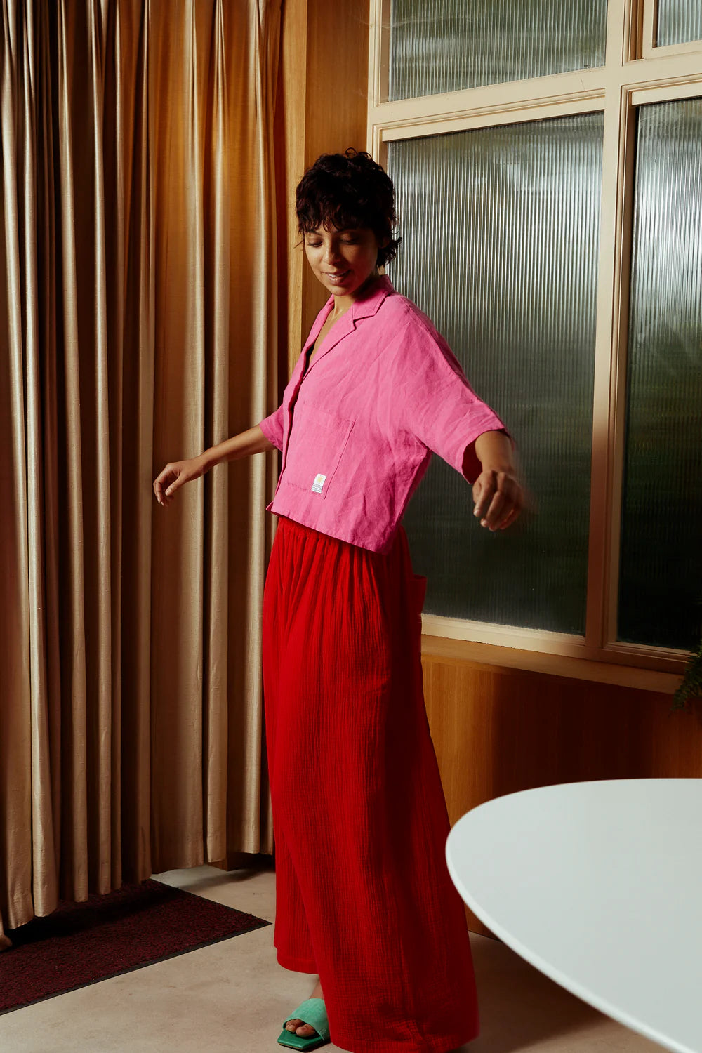 L.F. Markey - Maxim Linen Shirt - Fuchsia