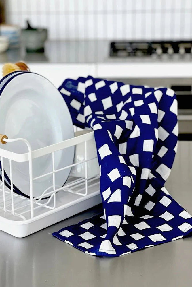 Father Rabbit - Tea Towel -  Hand-Drawn Checkers