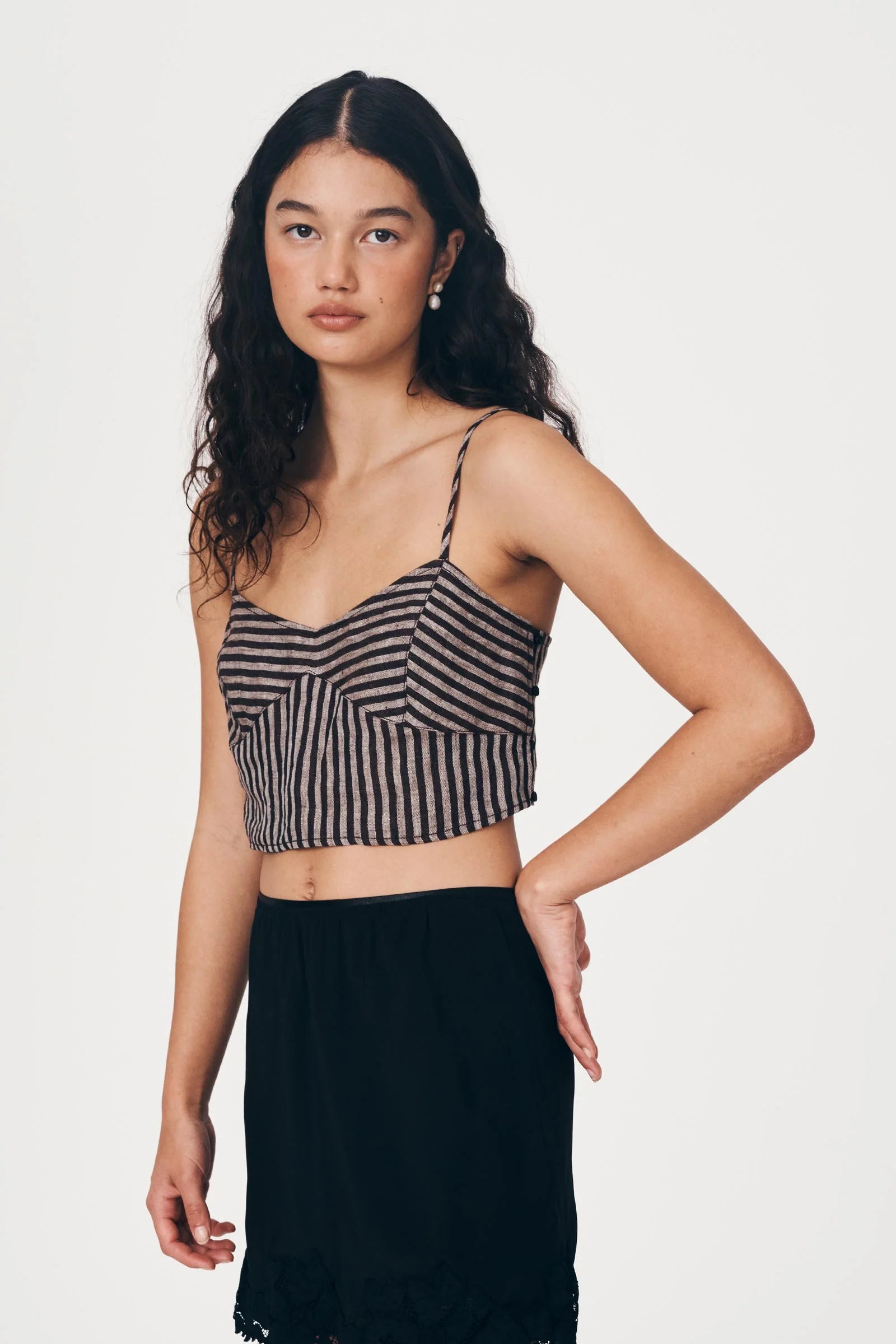 ROWIE - Loam Bustier Crop - Brown Stripe