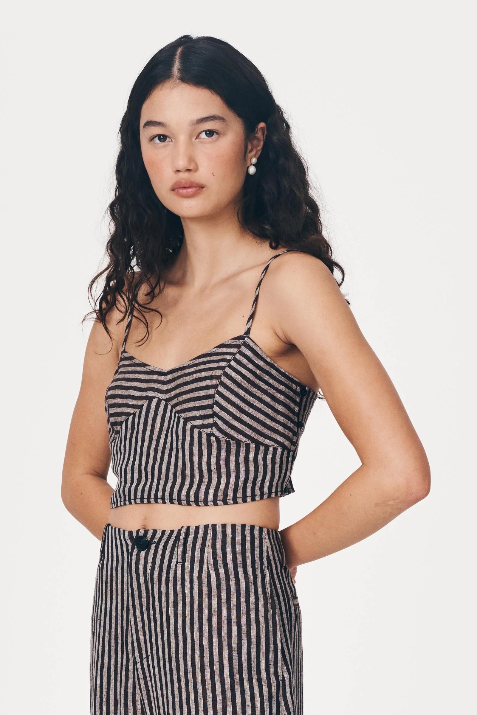 ROWIE - Loam Bustier Crop - Brown Stripe