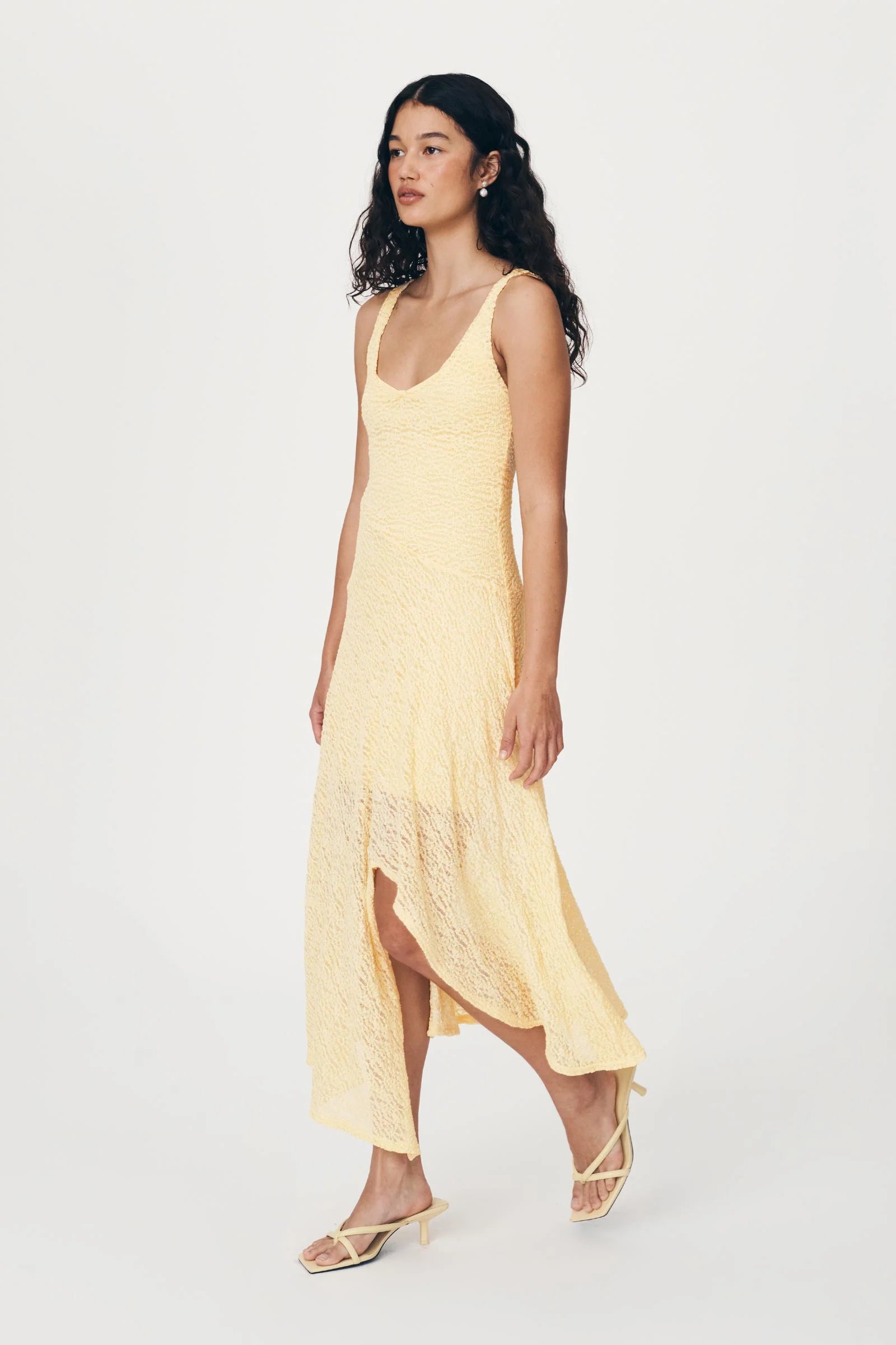 ROWIE - Lorna Lace Midi Dress - Lemon