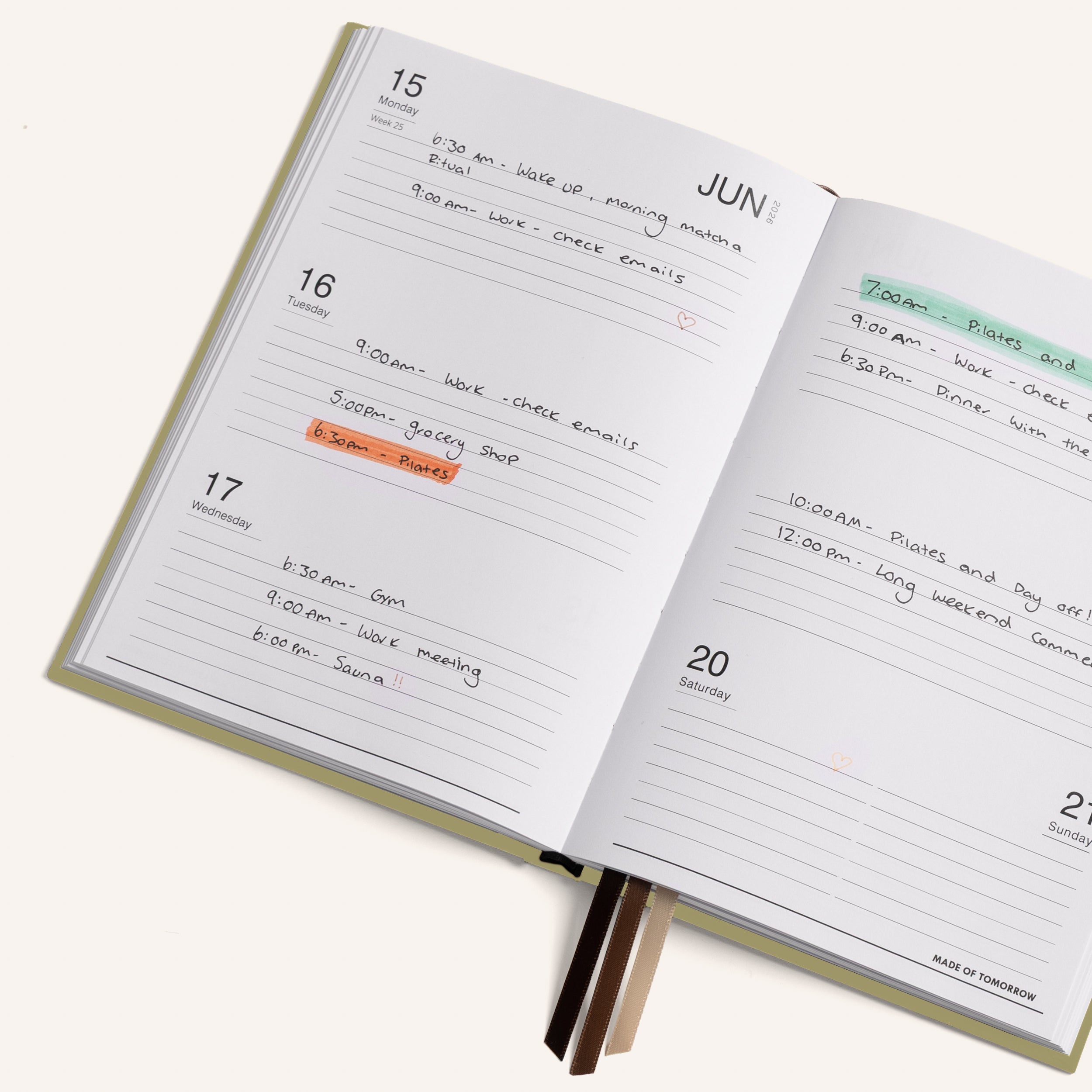 Made of Tomorrow - 2026 A5 Weekly Diary - Classic - Matcha