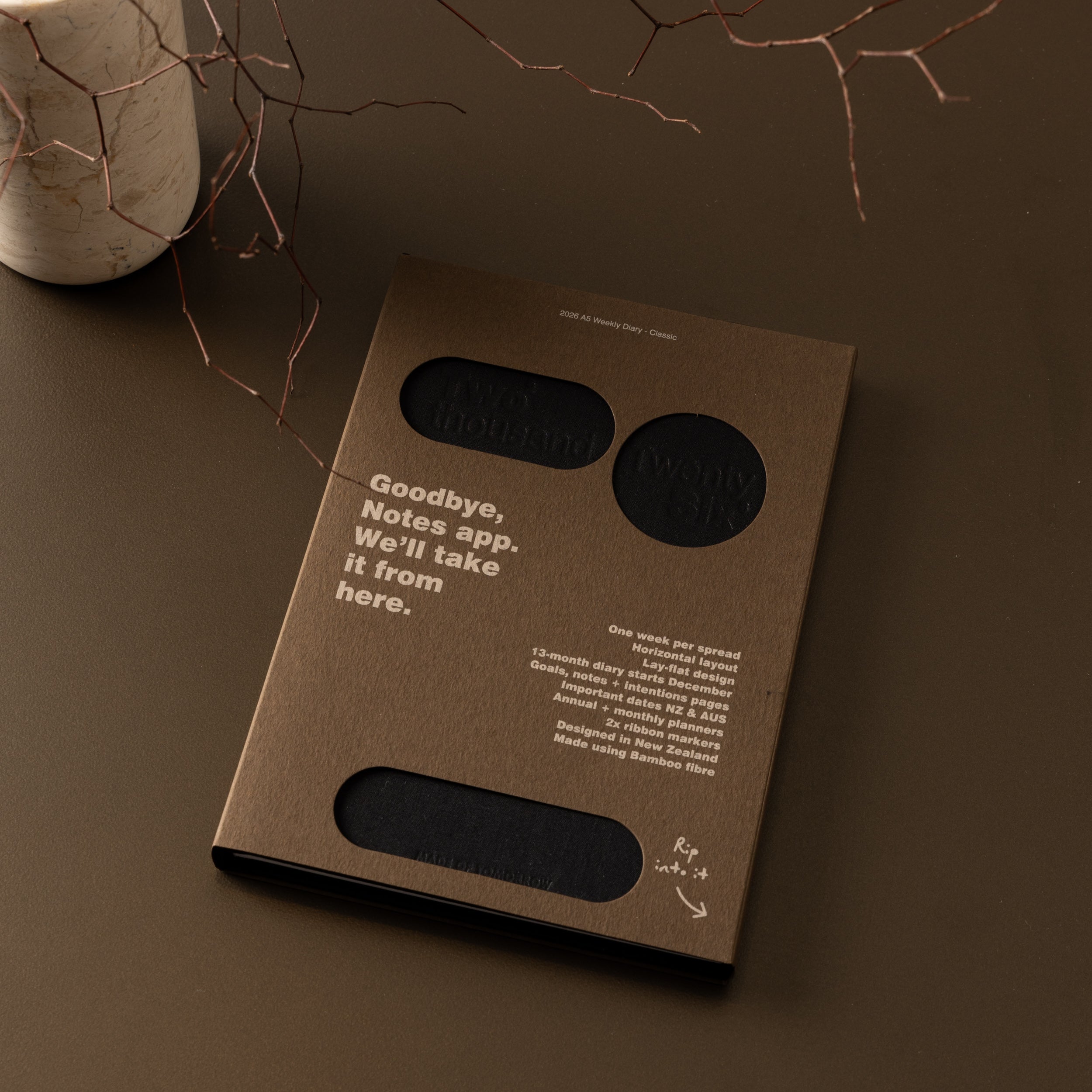 Made of Tomorrow - 2026 A5 Weekly Diary - Classic - Liquorice