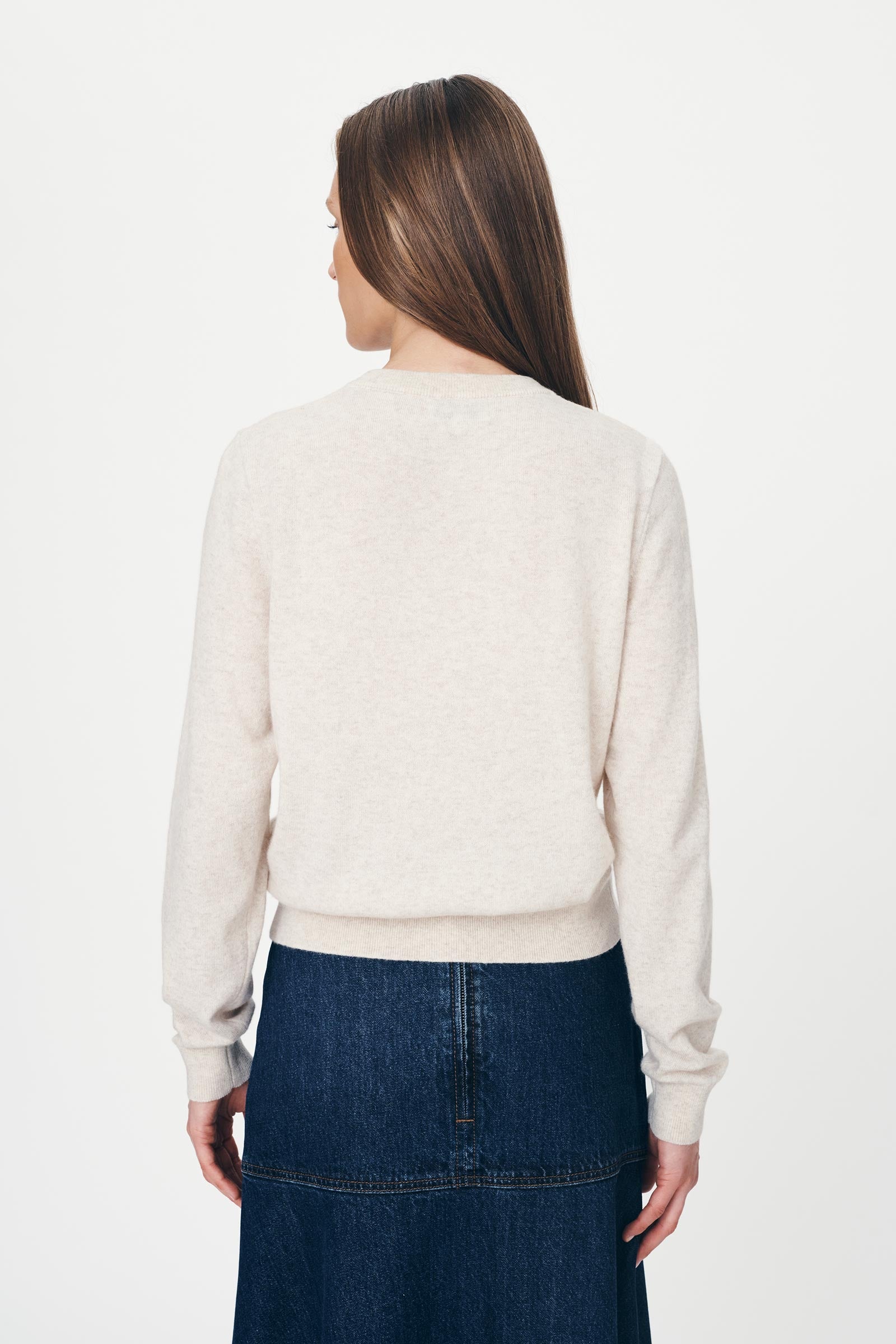 ROWIE - Maeve Merino Knit Cardigan - Oat Marle