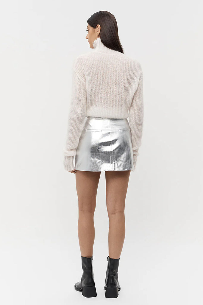 Friend of Audrey - Musier Leather Mini Skirt - Silver