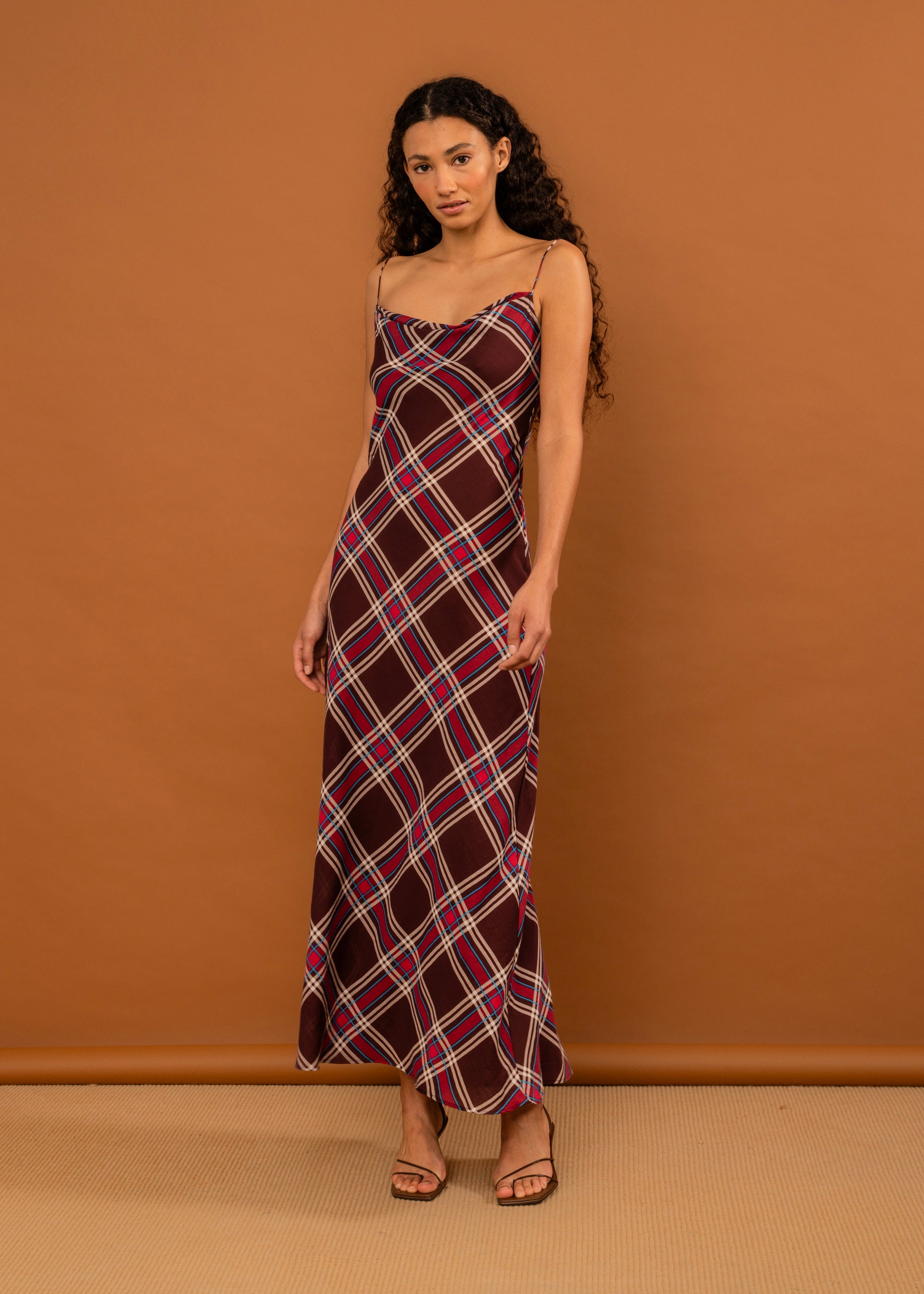 Penny Sage - Valentine Dress - Plum Tartan