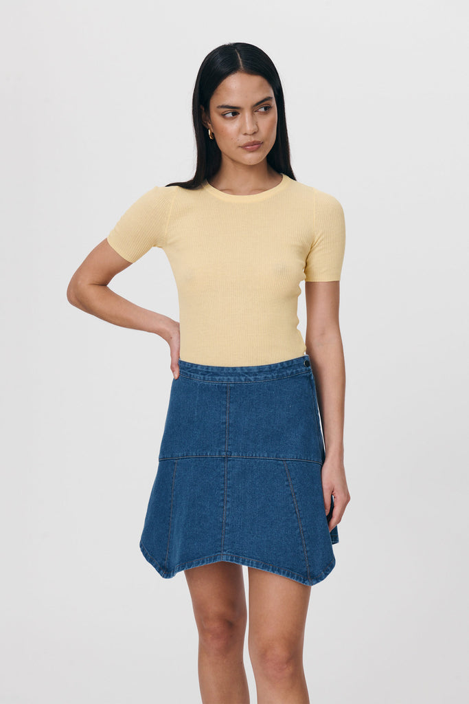 ROWIE - Paloma Organic Mini Skirt - Classic Denim