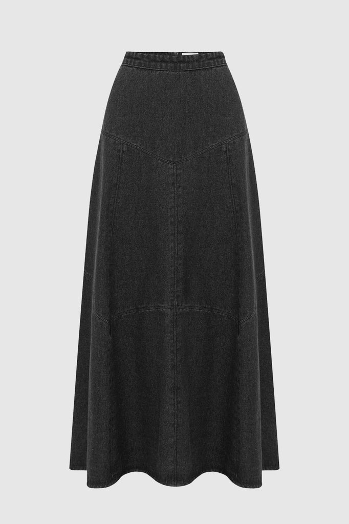 ROWIE - Paloma Organic Midi Skirt - Washed Black