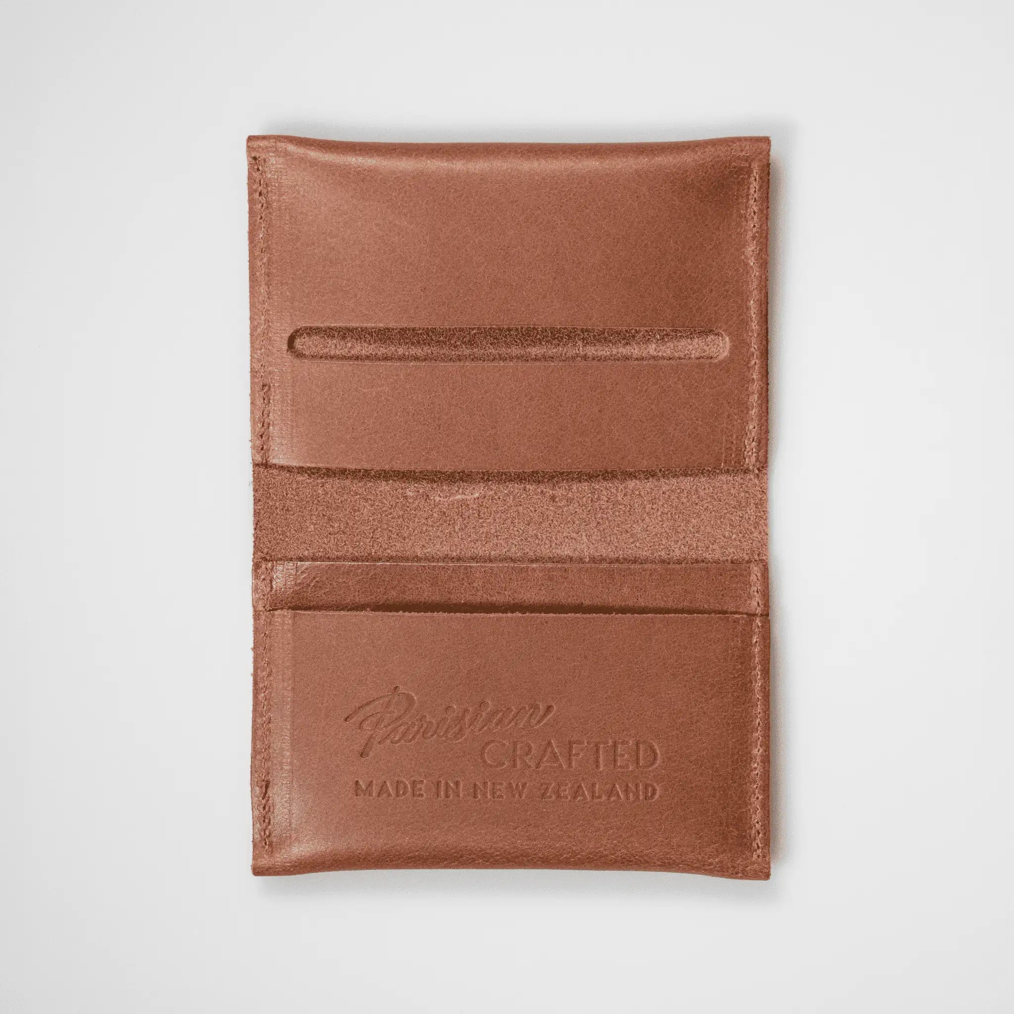 Parisian Crafted - Leather Folded Card Wallet - Tan