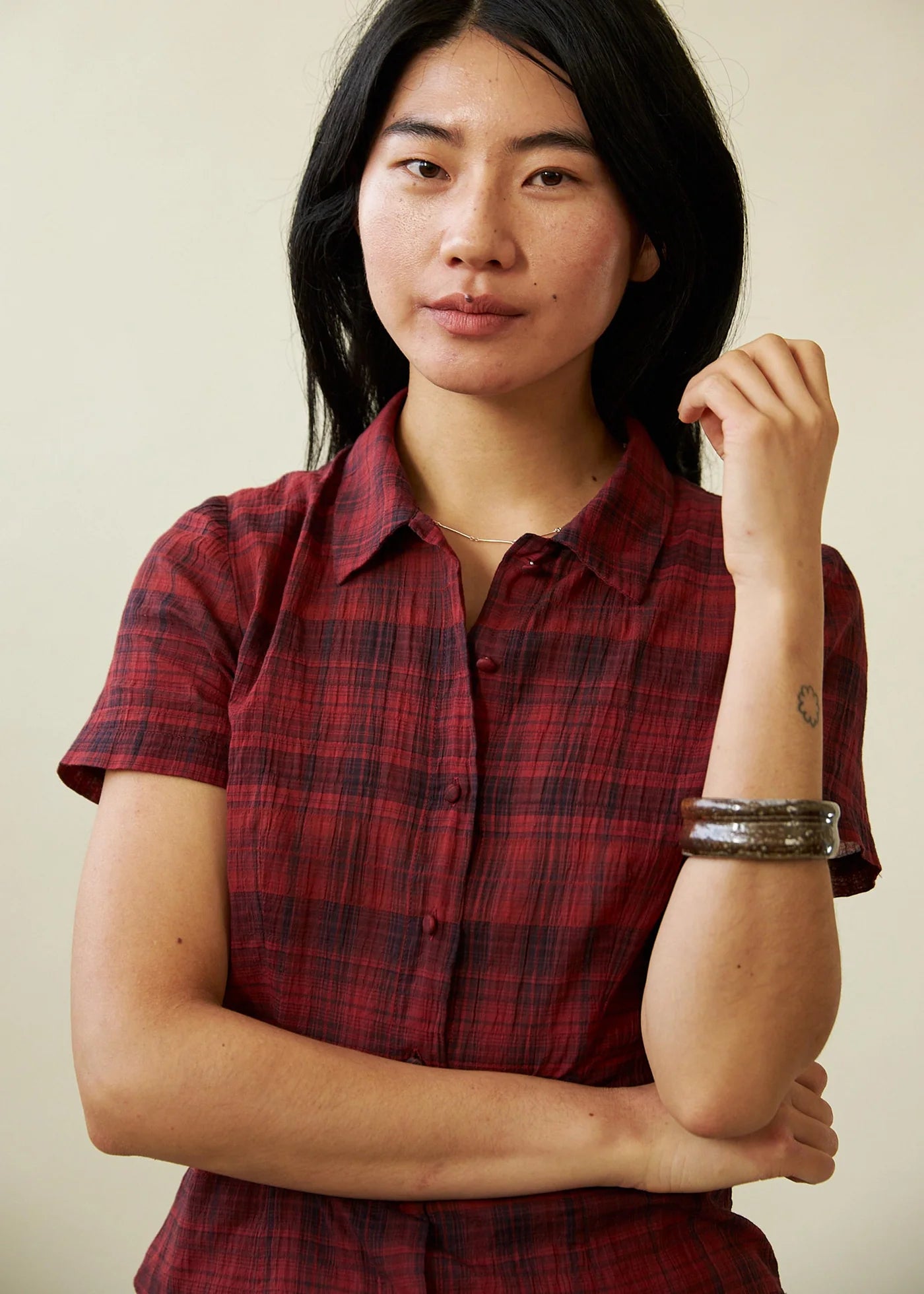 Penny Sage - Evie Shirt - Dahlia Tartan