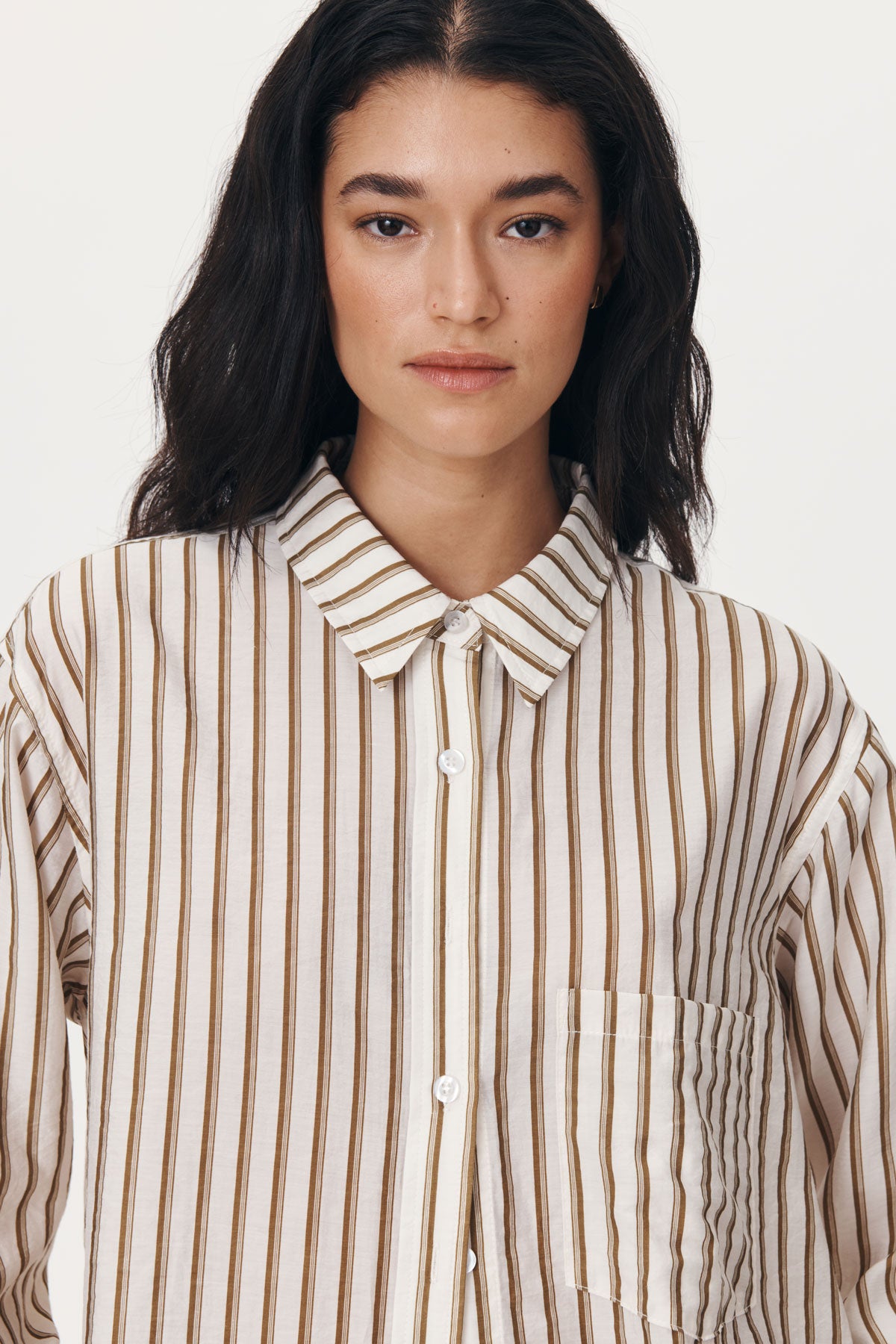 ROWIE - Ramona Stripe Long Sleeve Shirt - Sienna