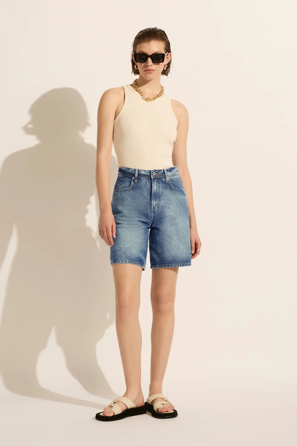 Outland Denim - Harry High Relaxed Short - Aged Blue