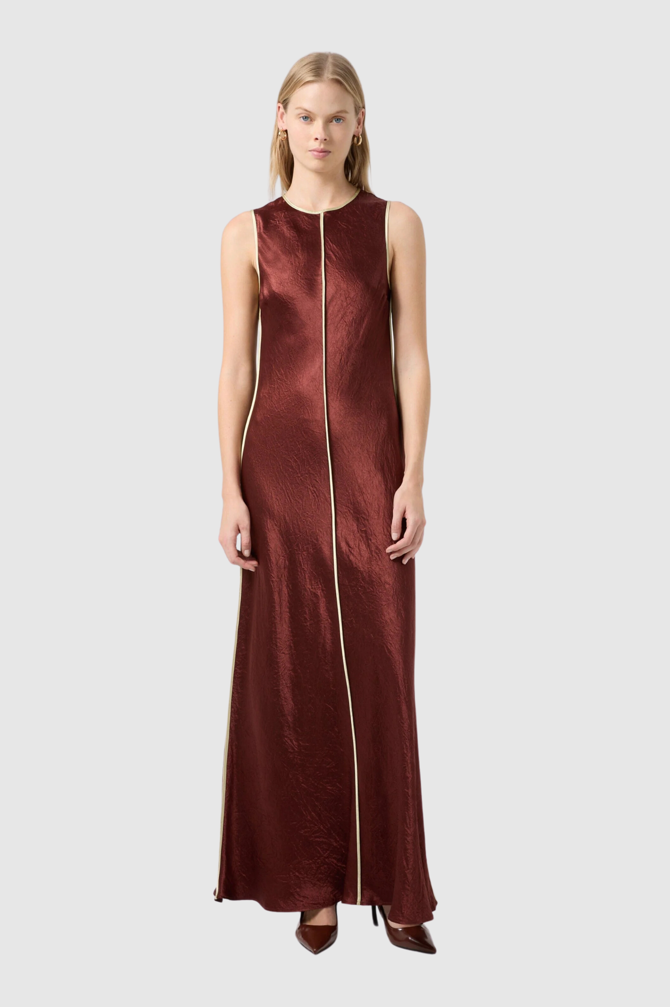 Third Form - Crush Contrast Bind Maxi Tank Dress - Shiraz/Apple