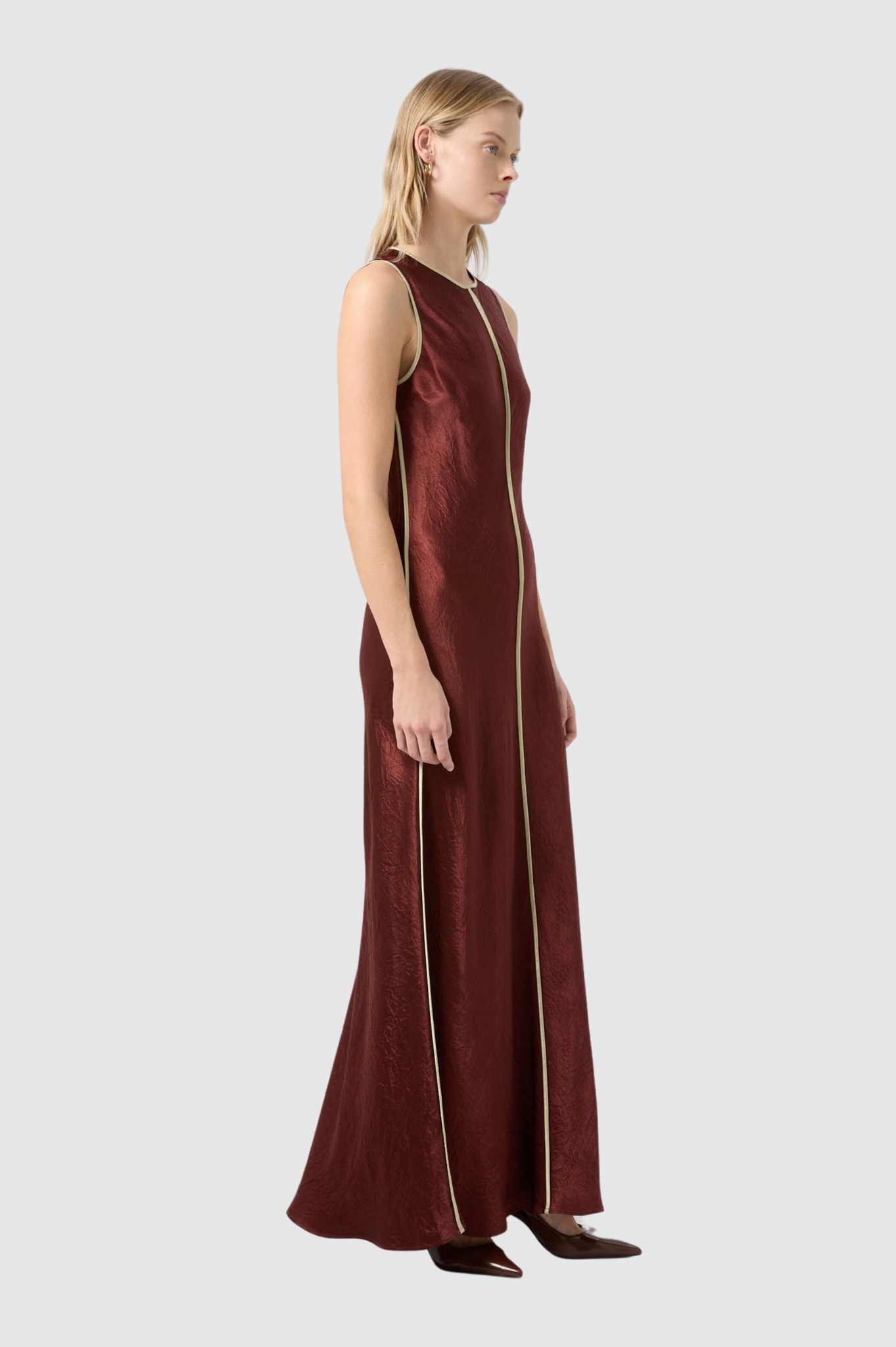 Third Form - Crush Contrast Bind Maxi Tank Dress - Shiraz/Apple