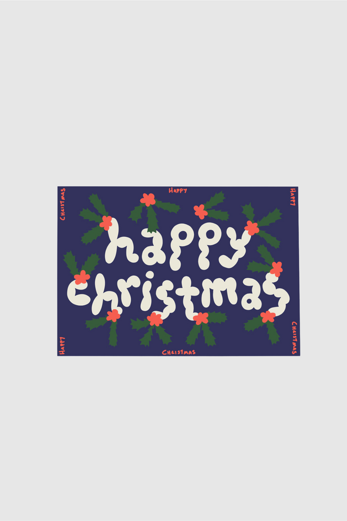 Wrap - Greeting Card - Happy Christmas Holly