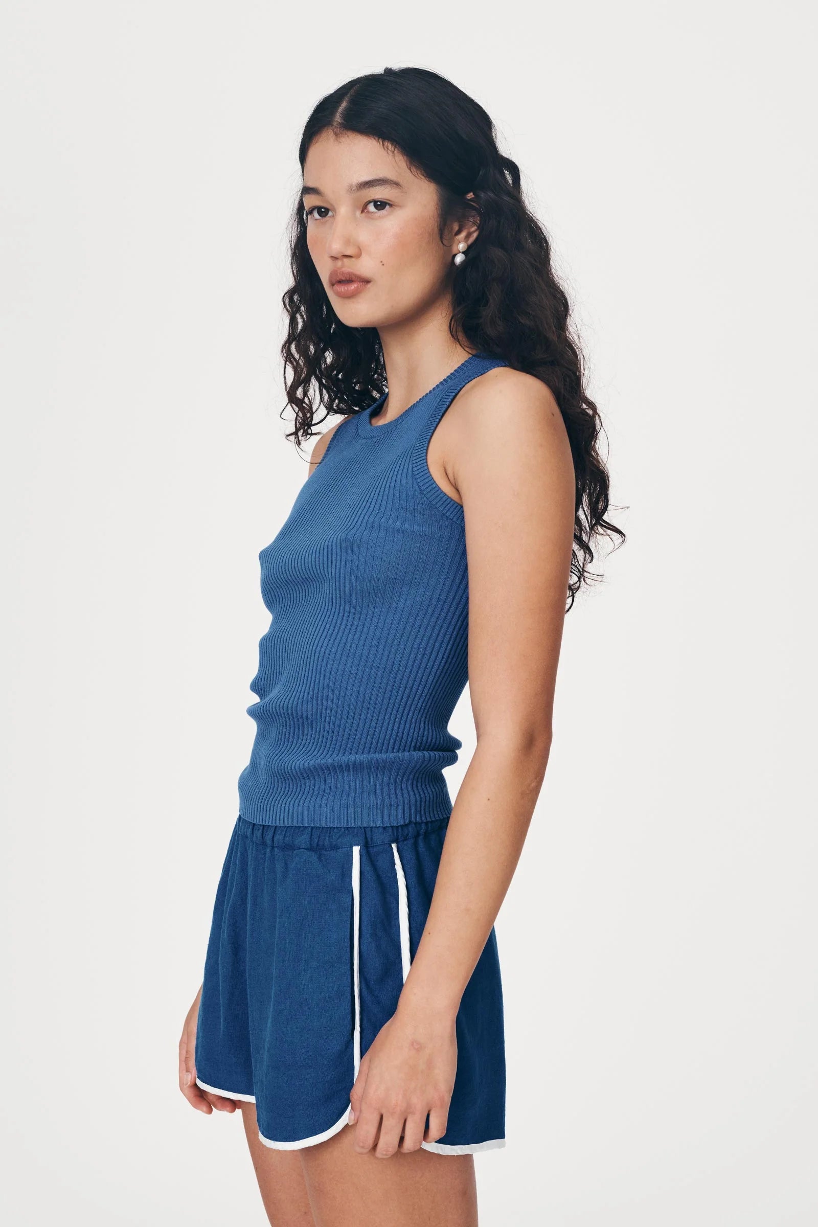 ROWIE - Vera Linen Shorts - Cobalt Blue