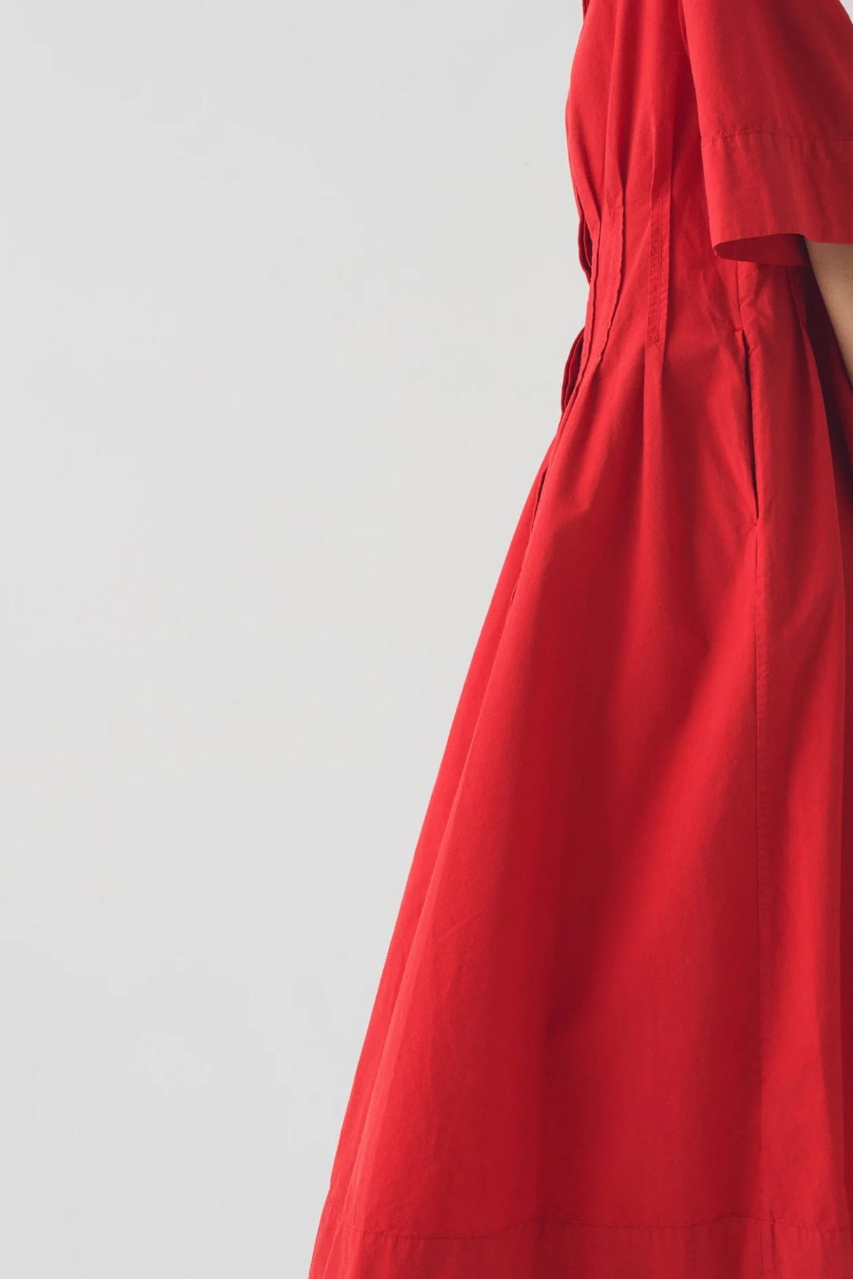 Toast - Pleated Cotton Linen Dress - Cardinal Red