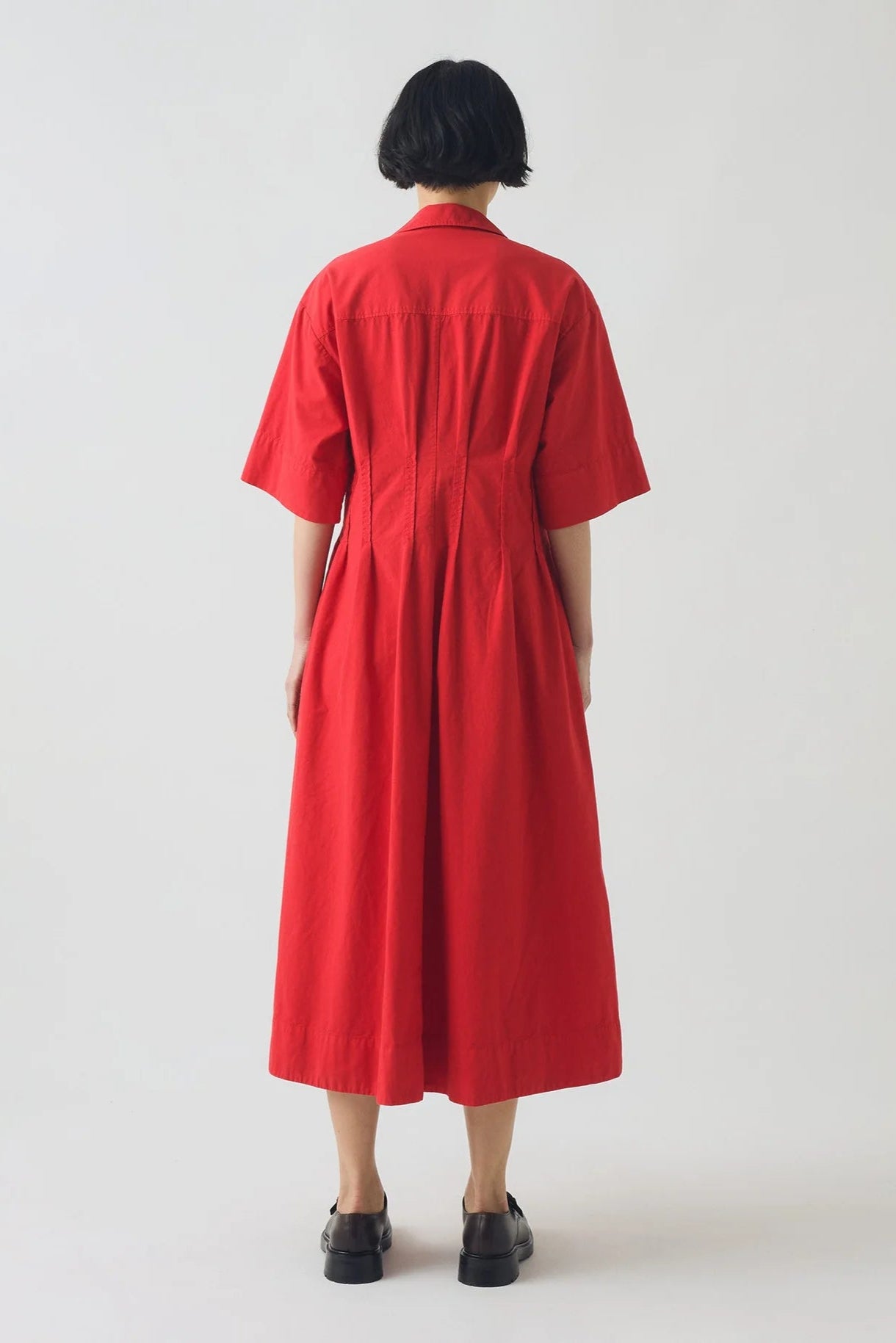 Toast - Pleated Cotton Linen Dress - Cardinal Red