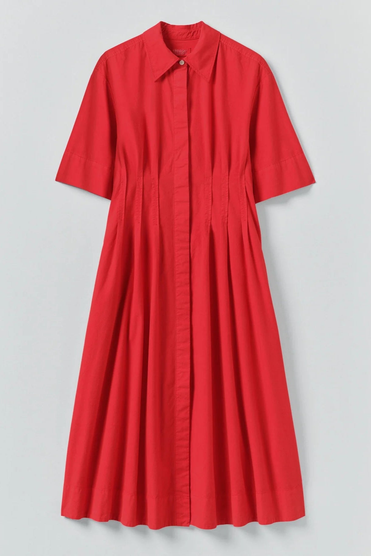 Toast - Pleated Cotton Linen Dress - Cardinal Red